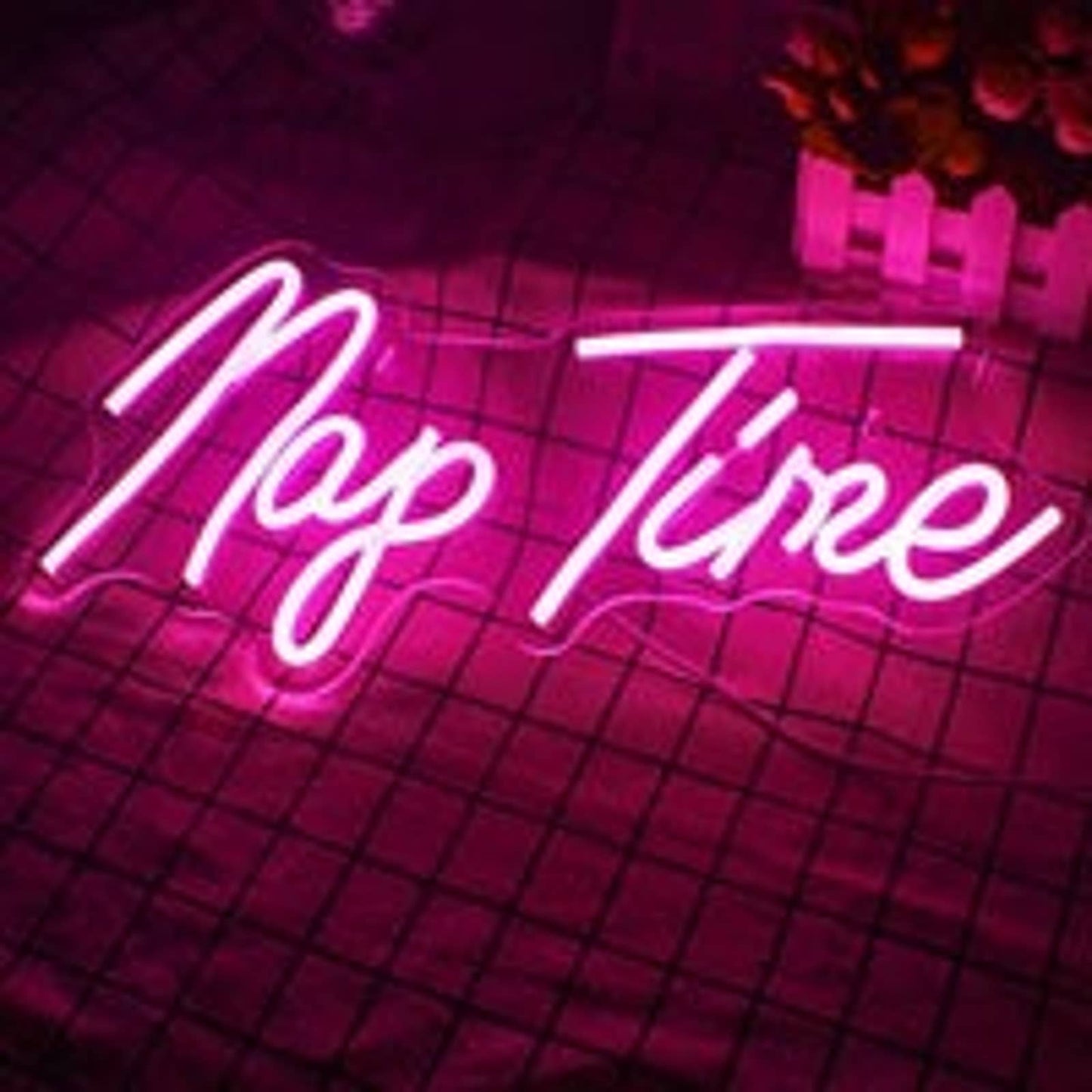Adorable Bright Pink “Nap Time” LED Night Light Sign Room Wall Decoration