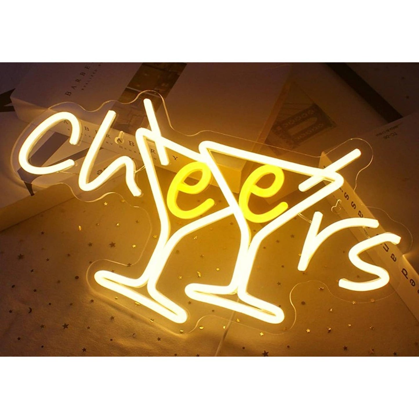 Vivid Bright Fun Cheer Cocktail Glasses LED Night Light Room Wall Decoration
