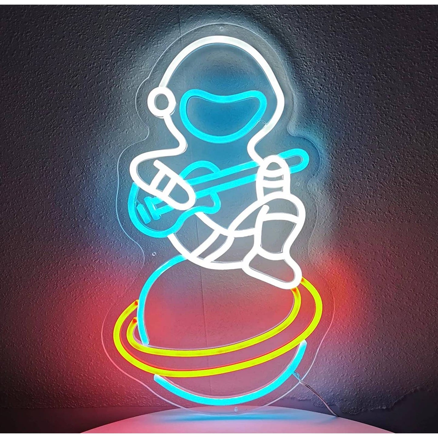Fun Bright Baby Astronaut Playing Guitar on Planet LED Night Light Room Wall Dec