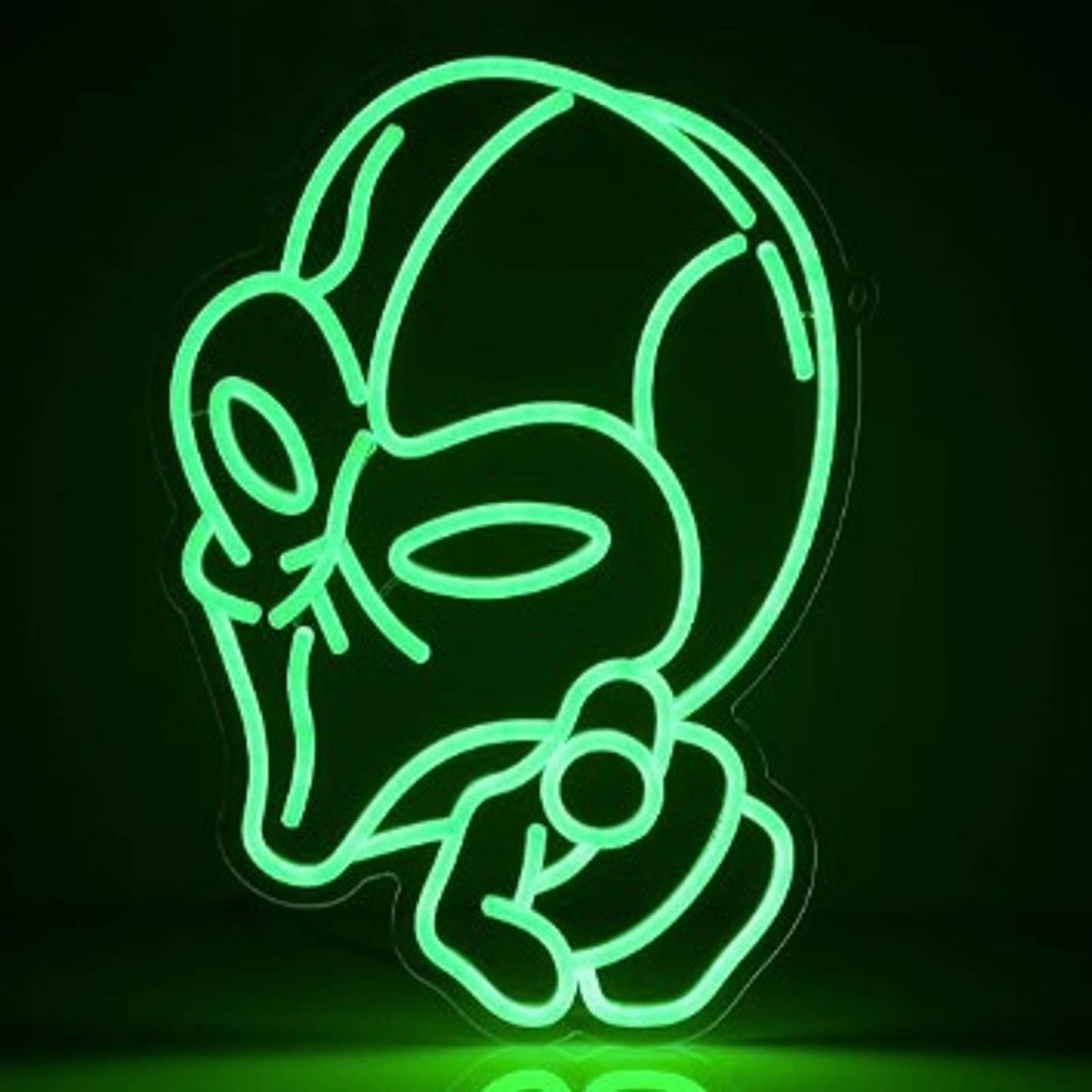 Fun Vivid Bright Green Pointing Alien LED Night Light Room Wall Decoration