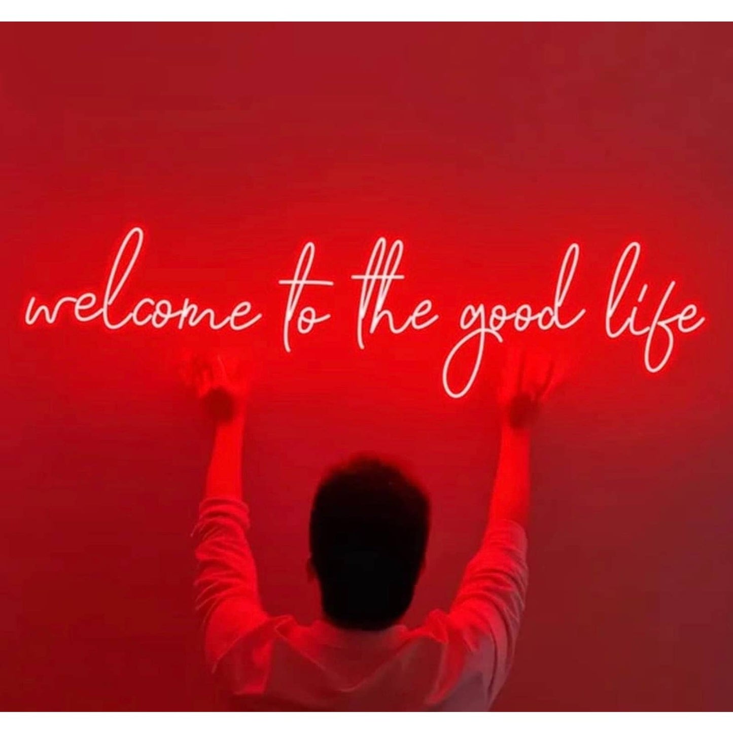 Lovely Bright Red “ Welcome to the Good Life” LED Night Light Room Wall Decorati
