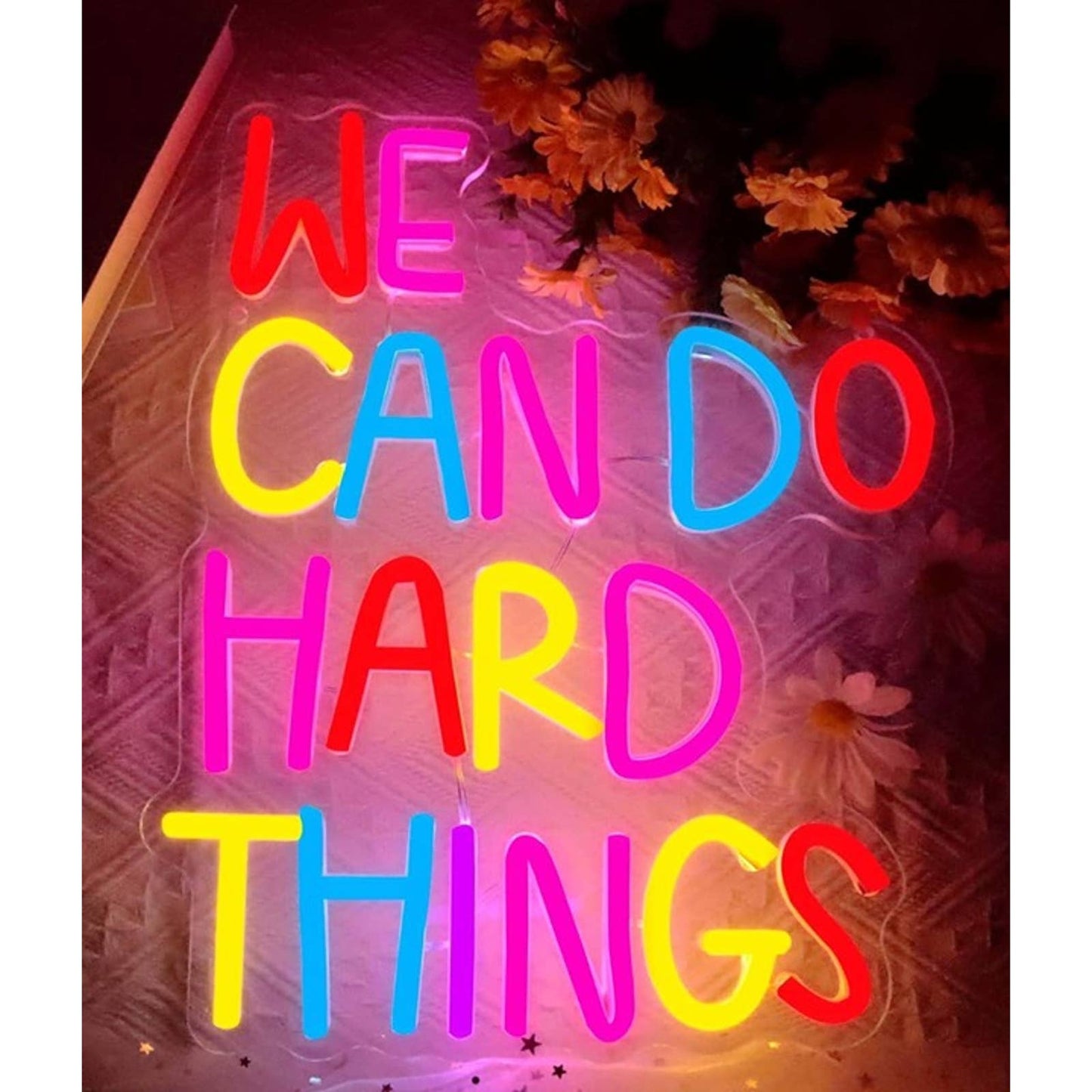 Lovely Bright Colorful “We Can Do Hard Things” LED Light Motivation Decoration