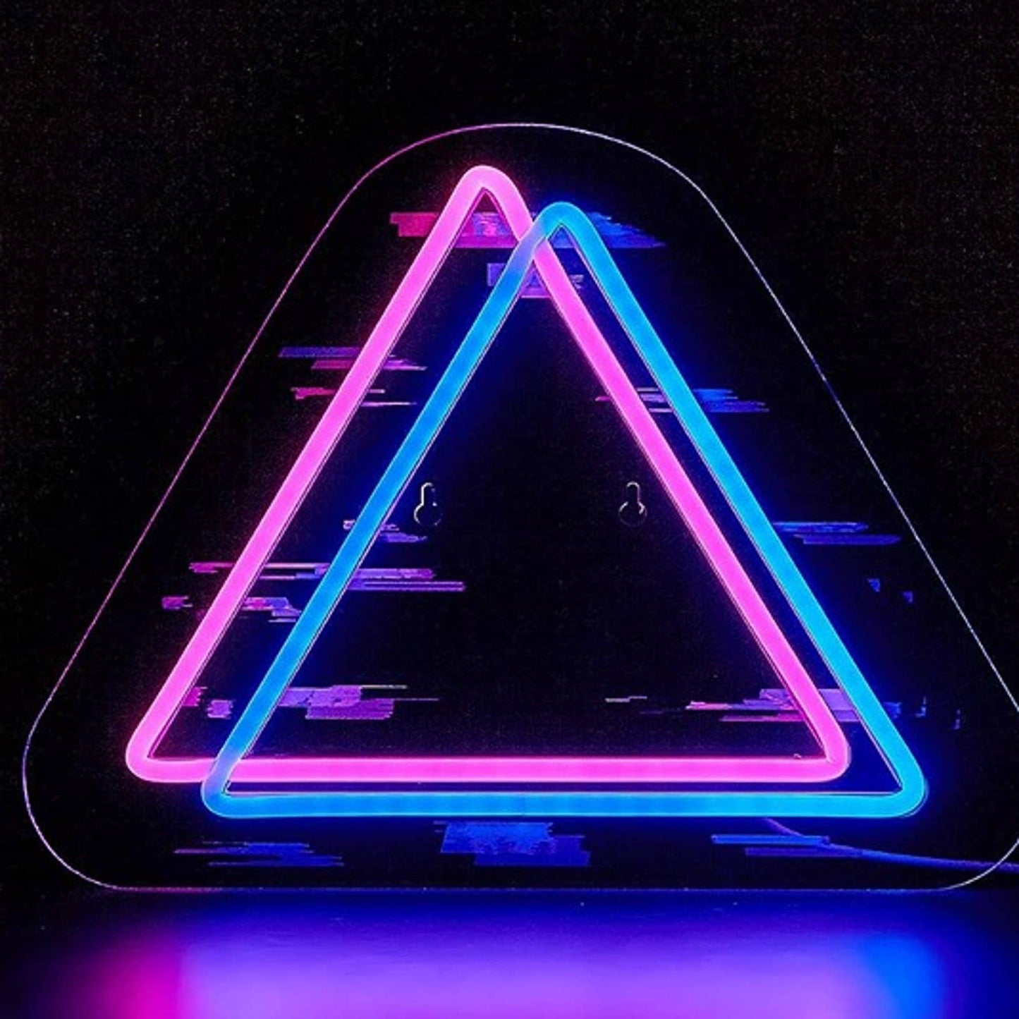 Vivid Bright Pink / Blue Double Triangle LED Night Light Art Room Wall Decor
