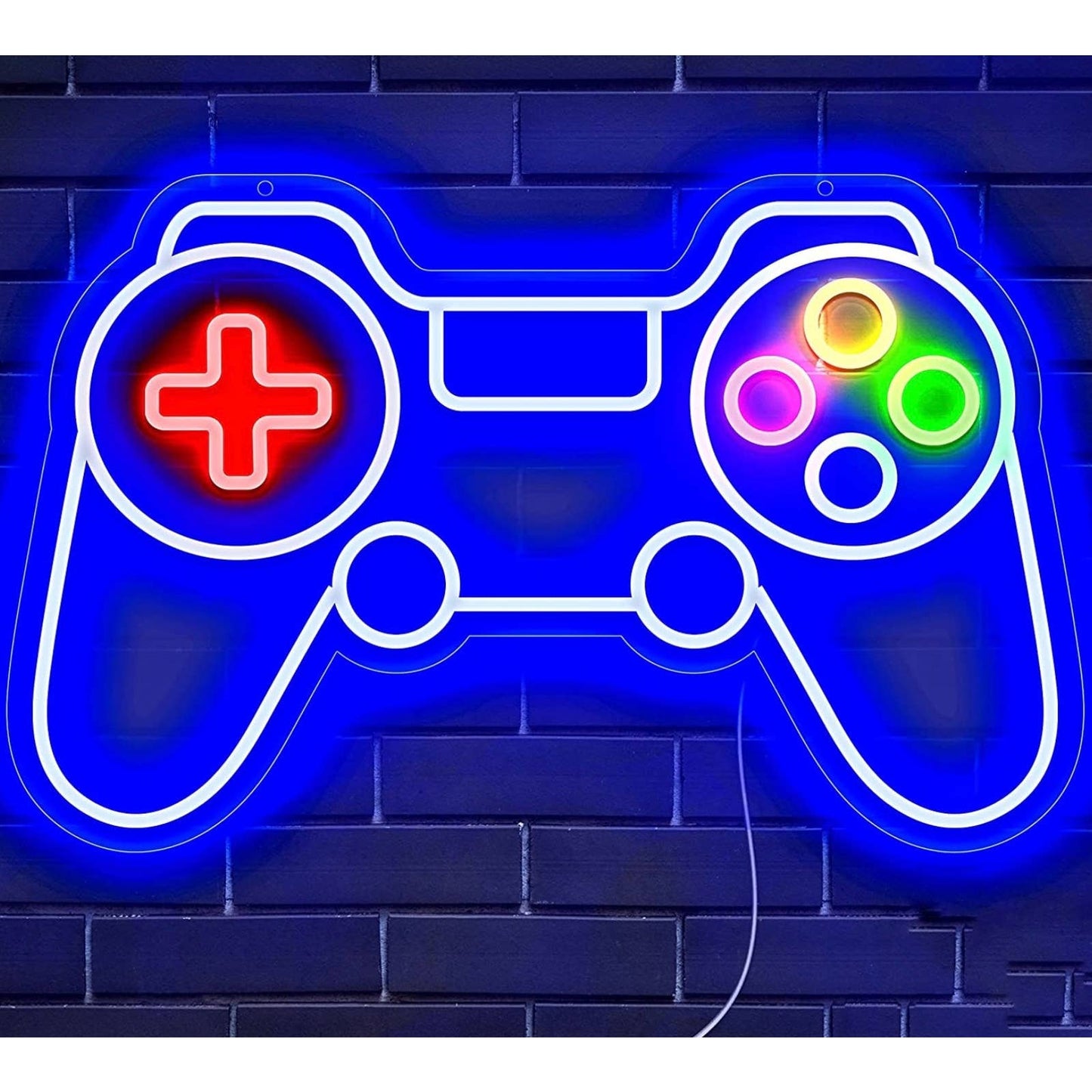 Fun Vivid Bright Blue PS5 Rainbow Button LED Night Light Room Wall Decoration