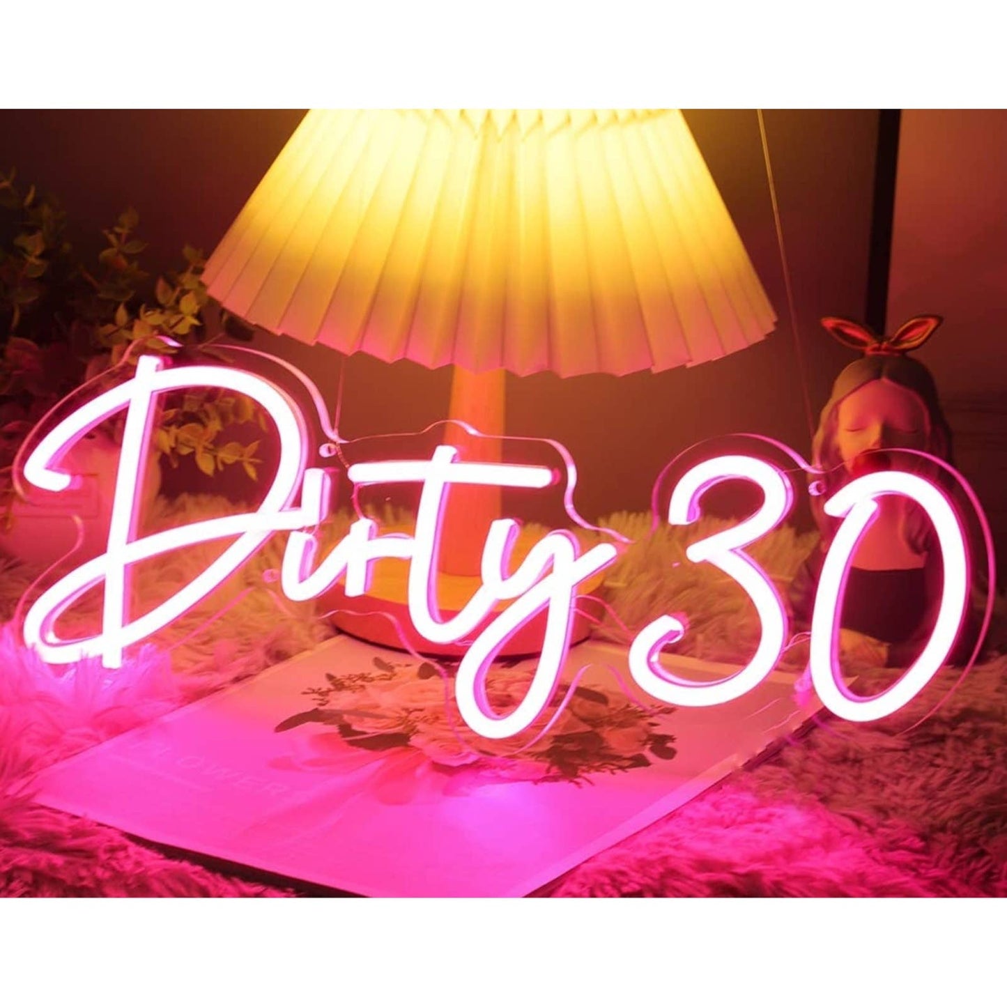 Lovely Bright Pink “Dirty Thirty” LED Night Light Birthday Party LED Light Room