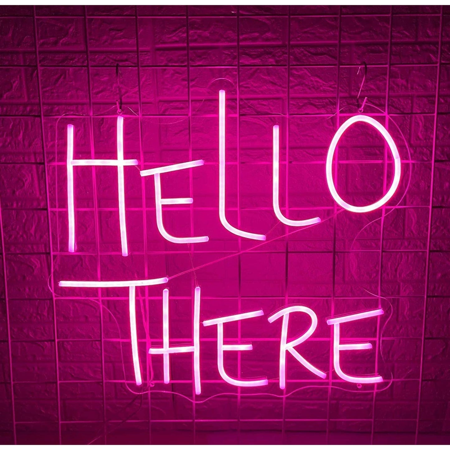 Funny Bright Vivid Pink Hello There / Hell Here LED Night Light Room Wall Decora