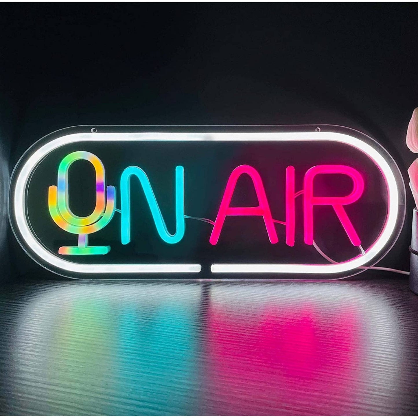 Lovely Bright Unique Rainbow On Air Microphone LED Night Light Steaming Studio D