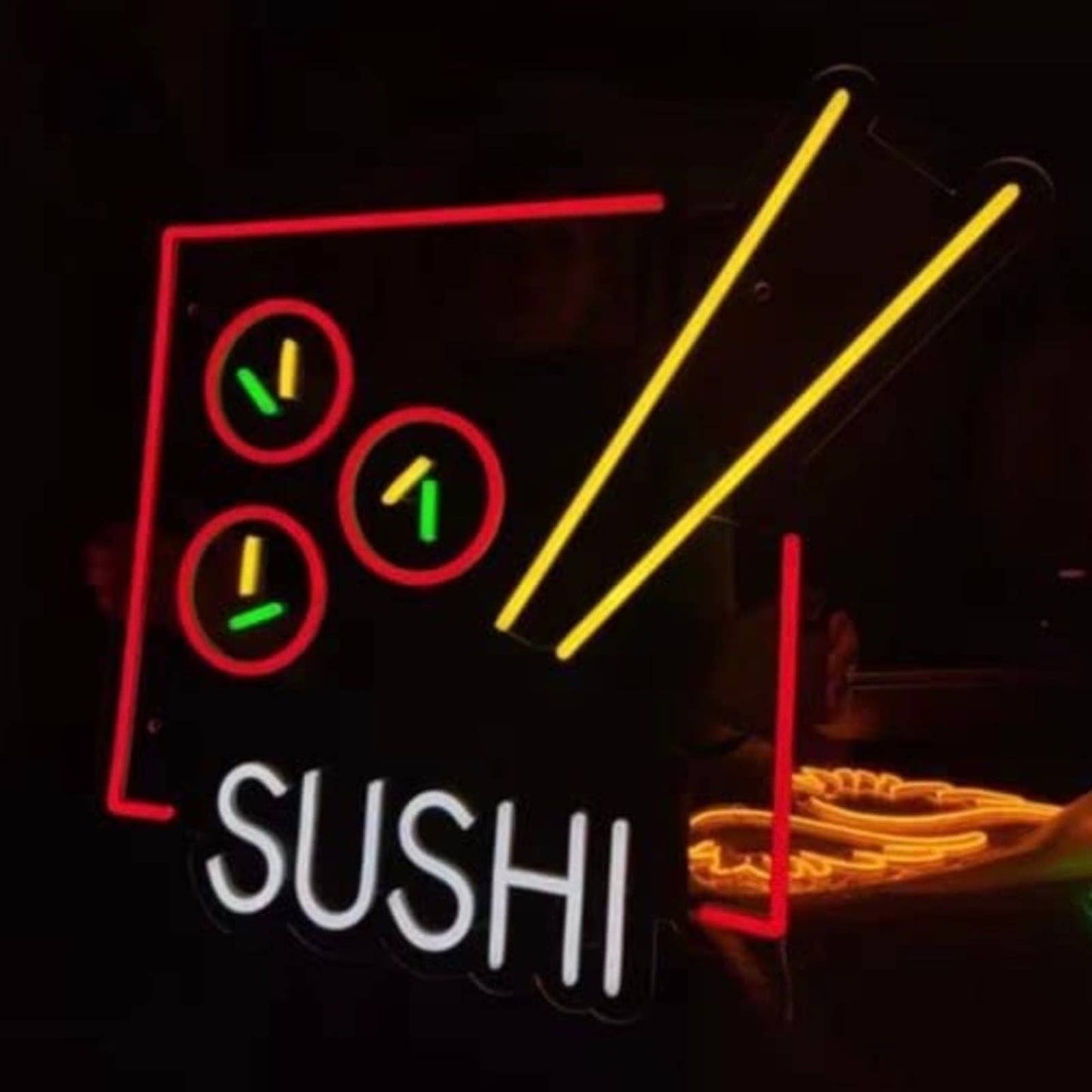 Vivid Bright Sushi & Chopsticks LED Night Japanese Restaurant Wall Window Decor