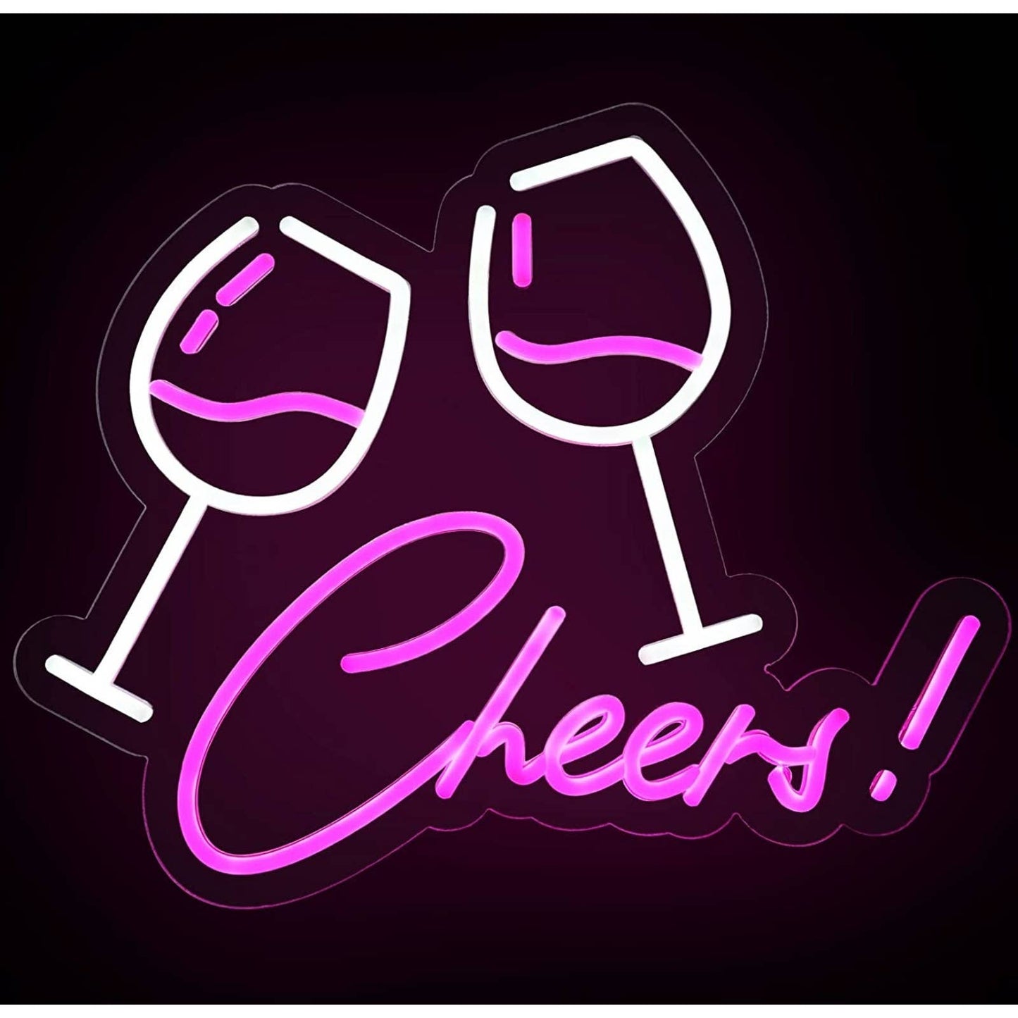 Fun Bright Pink Cheers Wine Glass LED Night Light Party Bar Decor