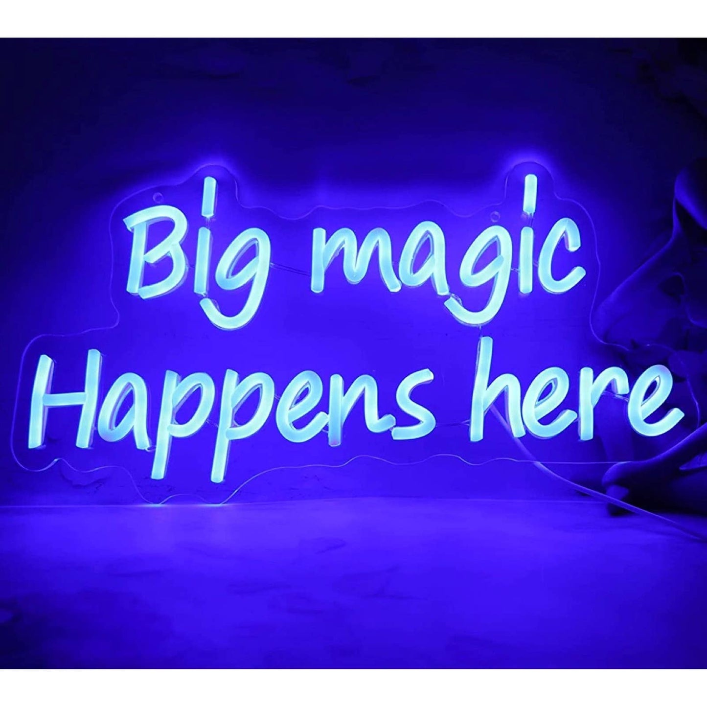 Lovely Bright Blue “Big Magic Happens Here” LED Night Light Room Wall Decoration