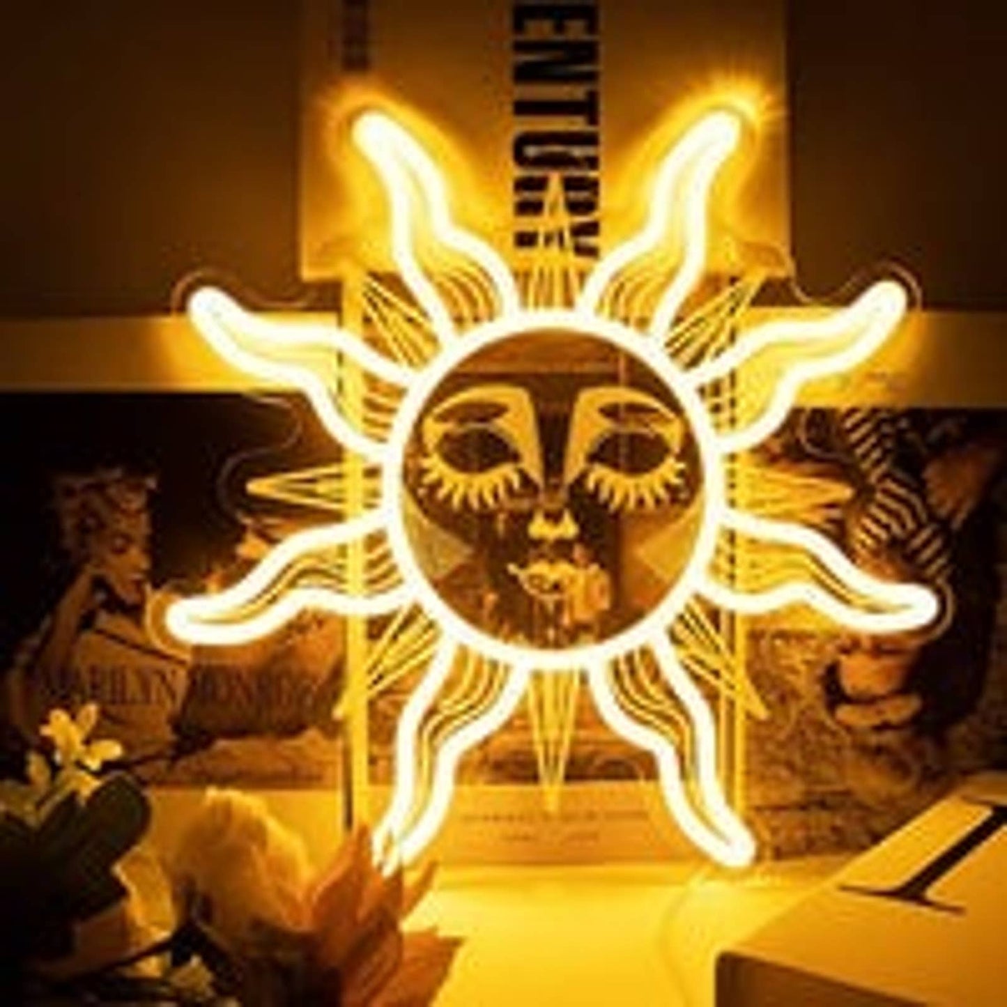 Lovely Bright Shining Lady Sun LED Night Light Room Wall Decor