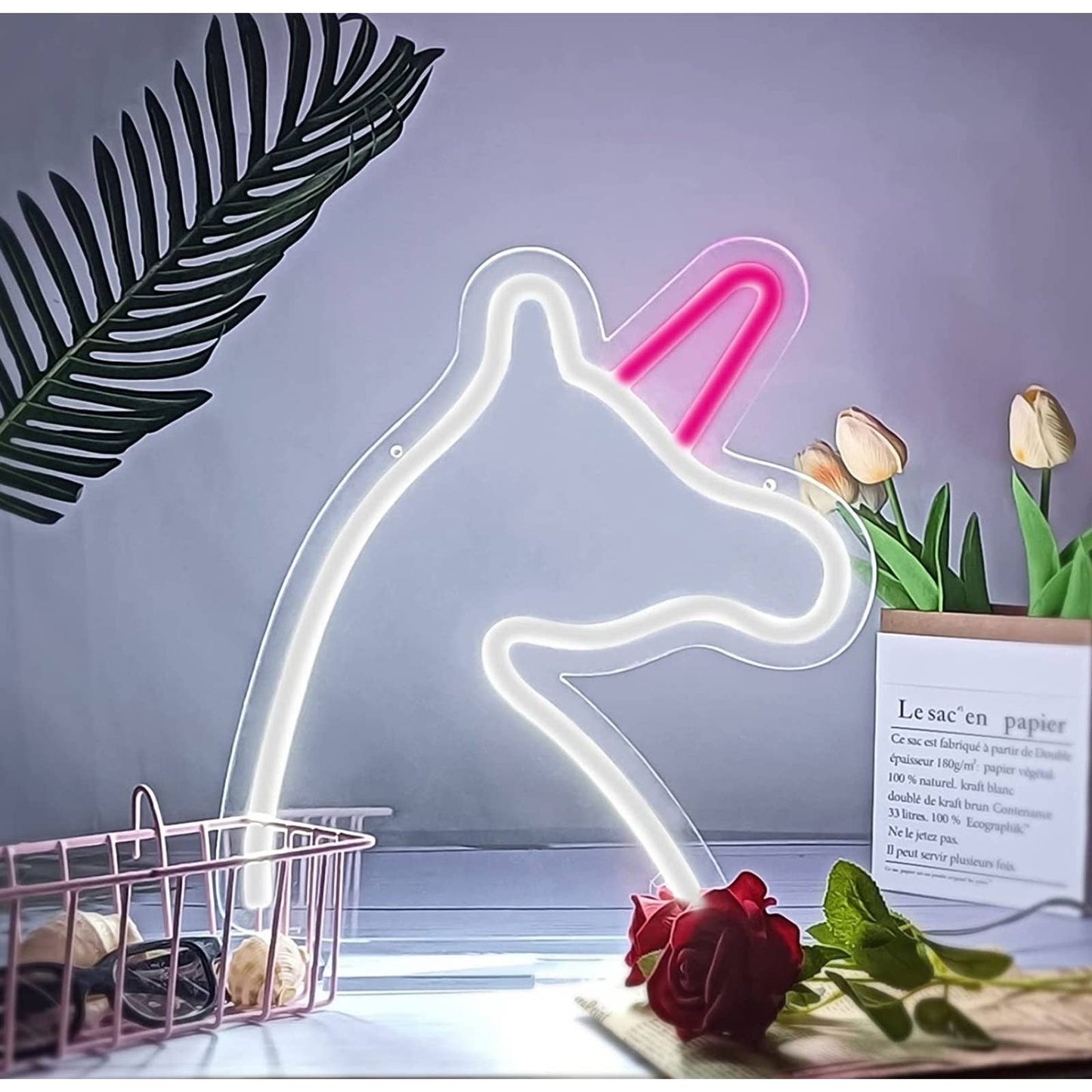 Lovely Bright White & Pink Unicorn LED Night Light Room Decor