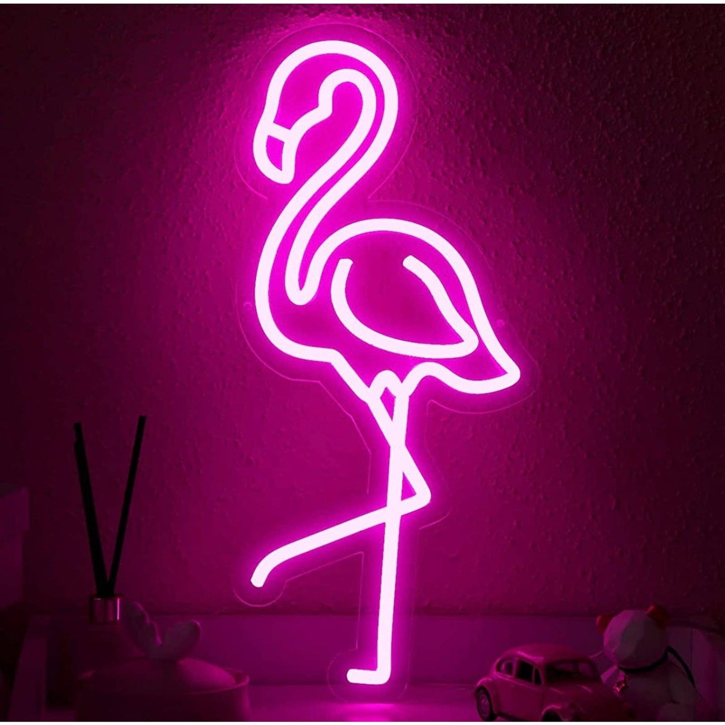 Lovely Bright Vivid Pink Flamingo LED Night Light Room Wall Decoration