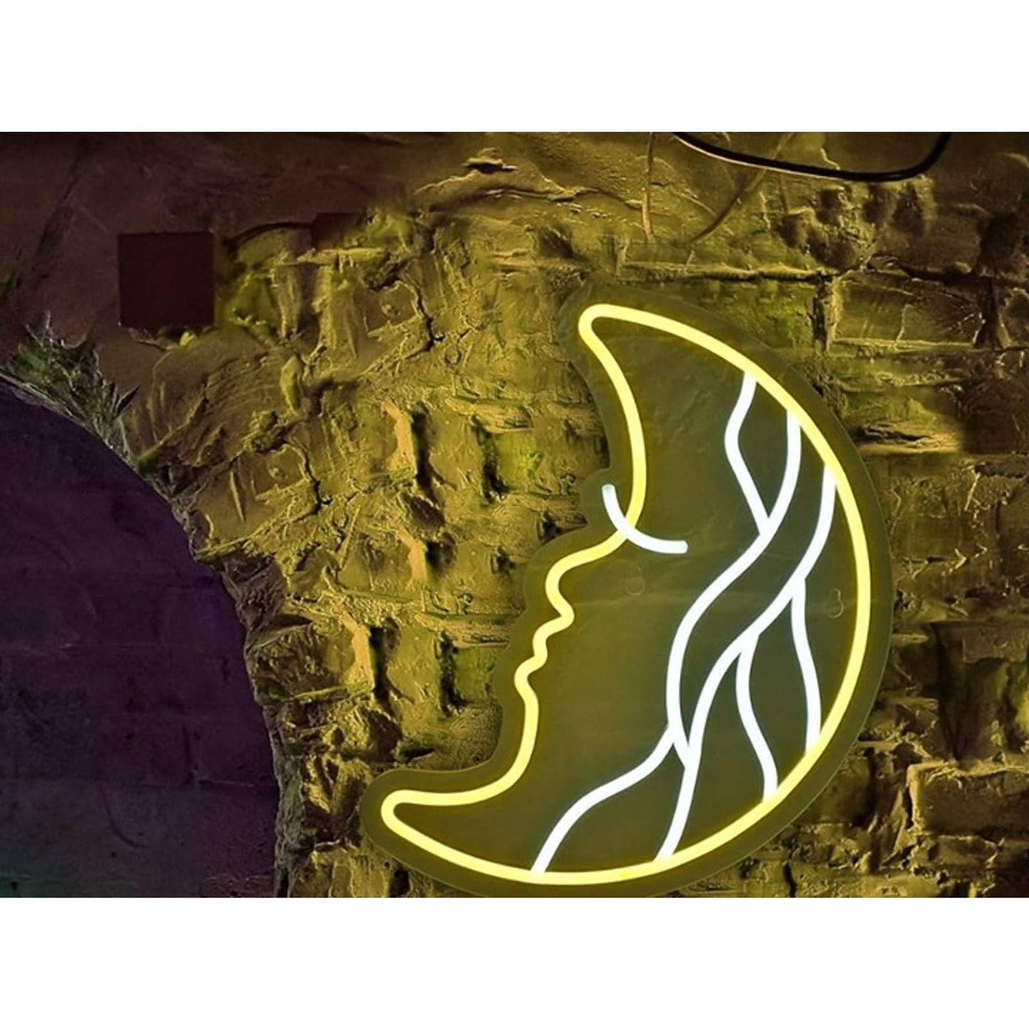 Fun Bright Yellow Crescent Moon Waves LED Night Light Room Wall Decor