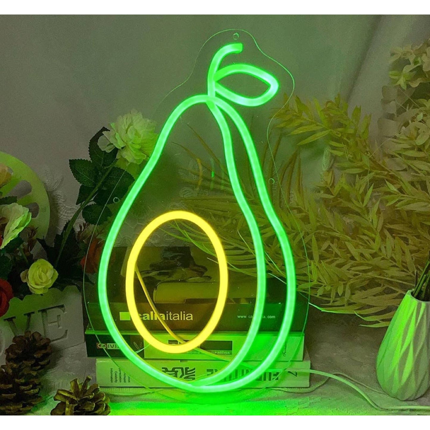 Tasty Bright Green / Yellow Avocado LED Night Light Room Wall Decoration