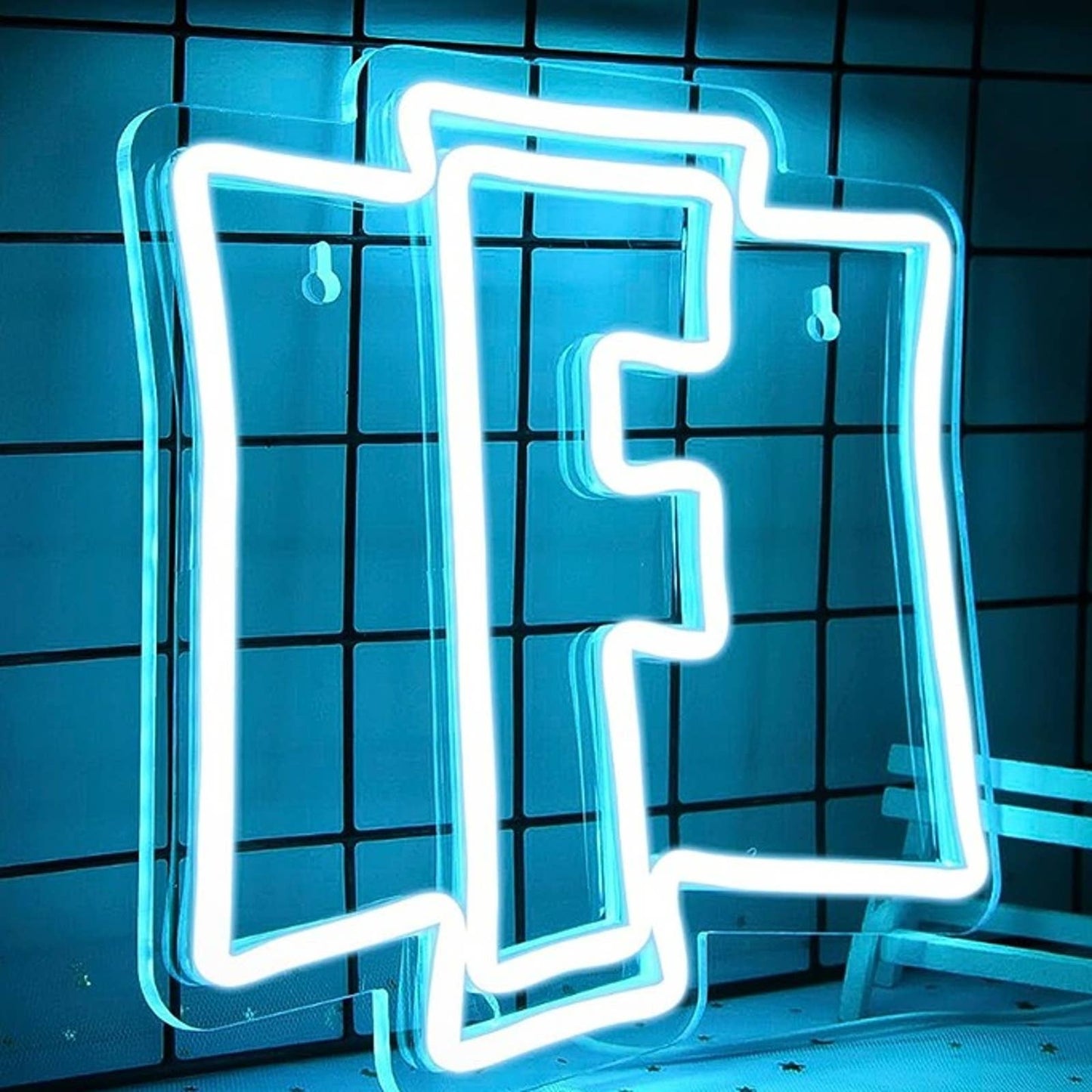 Fun Bright Blue Fortnite Logo LED Night Light Video Game Room Wall Decor
