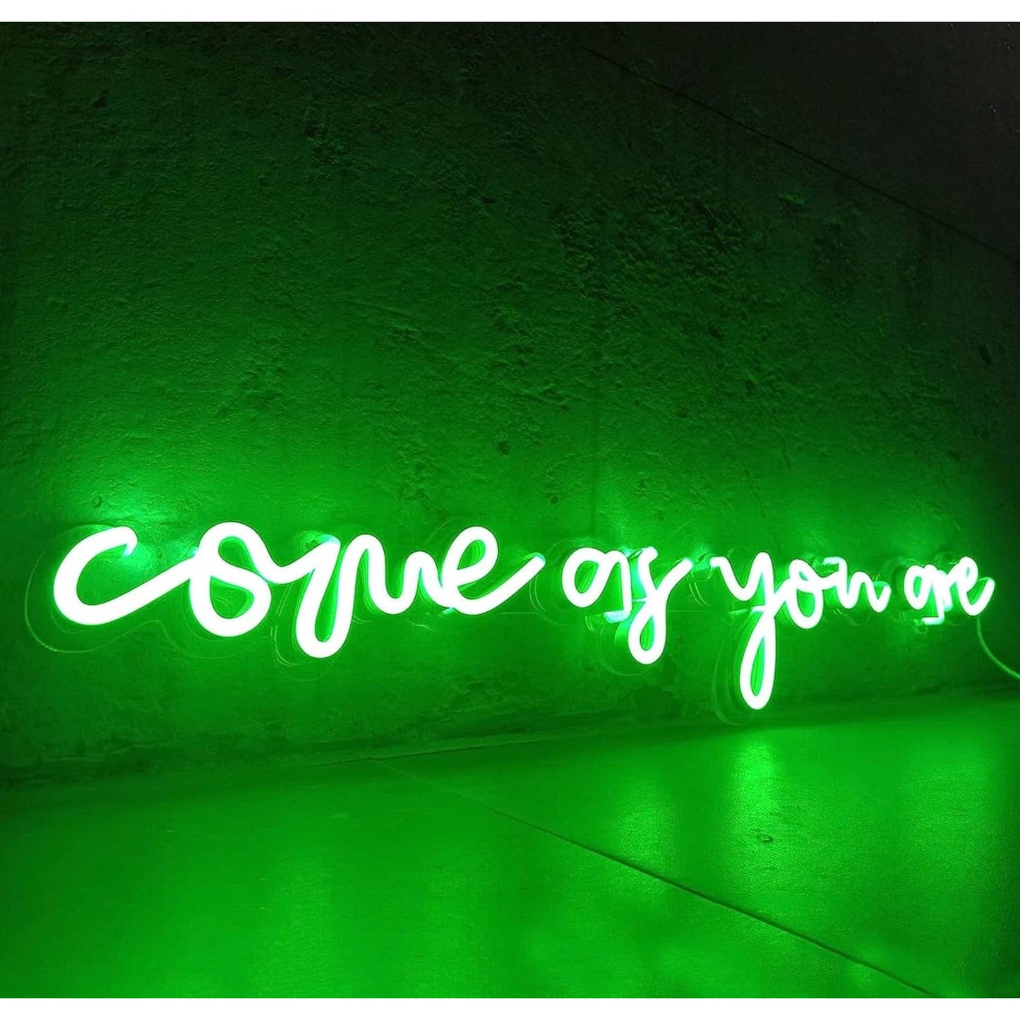 Lovely Bright Green “Come As You Are” LED Night Light Room Wall Decoration