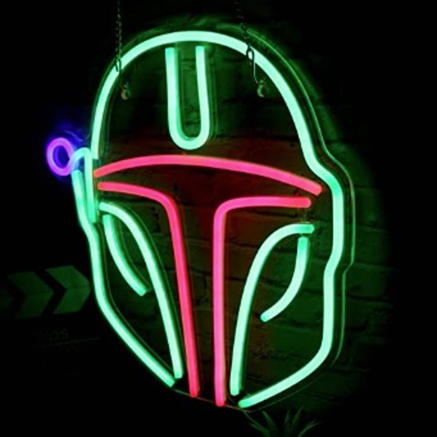 Fun Vivid Bright Green Mandalorian Helmet LED Night Light Star Wars Decoration