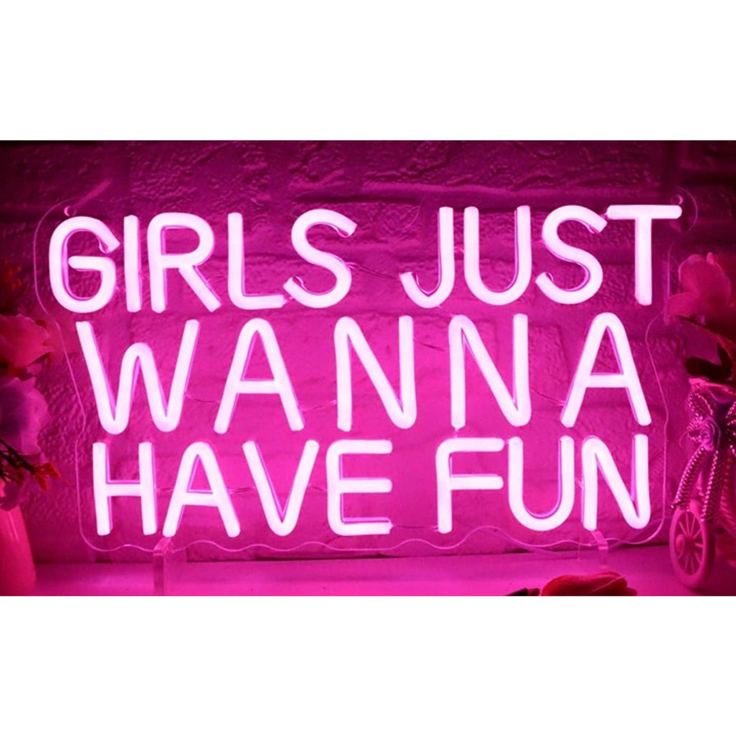 Fun Vivid Bright Pink “Girls Just Wanna Have Fun” LED Night Light