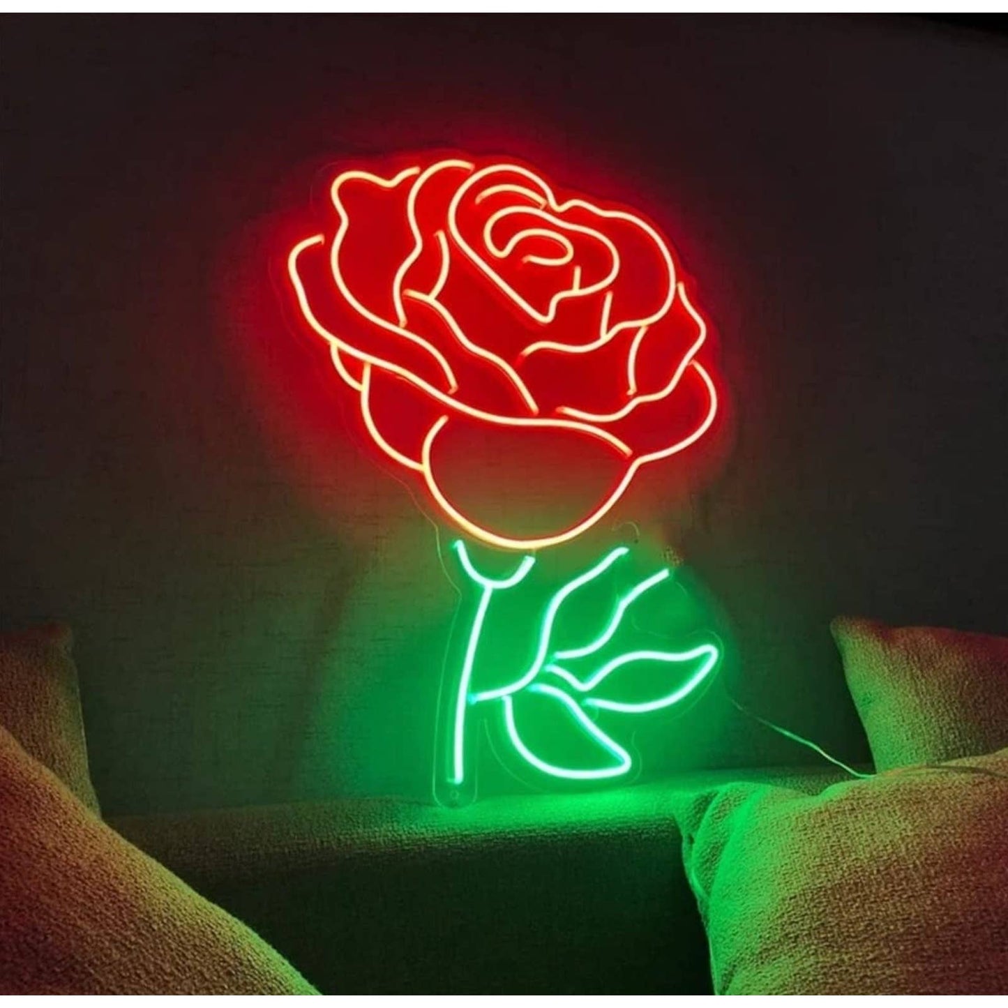 Romantic Vivid Bright Red Rose LED Night Light Love Room Wall Decoration