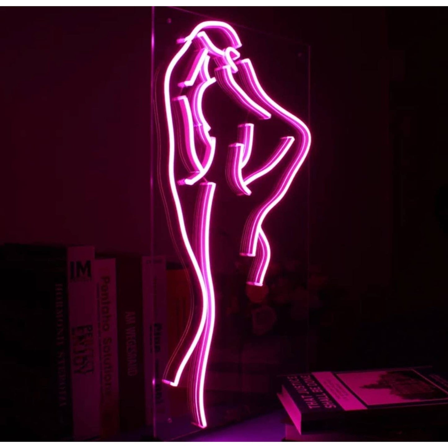Lovely Bright Pink Lady Back LED Night Light Sign Room Wall Art Decoration