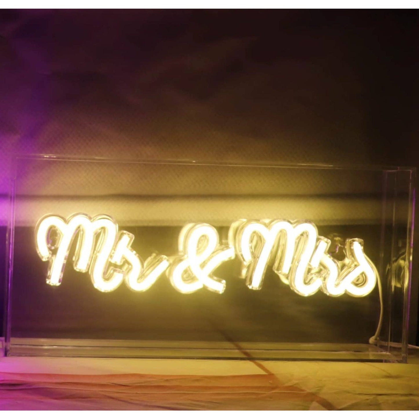 Lovely Bright White Mr. & Mrs. LED Night Light Box Table Top Lamp Room Decoratio