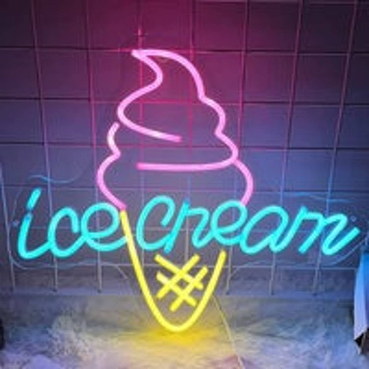 Lovely Bight Tasty Ice Cream LED Night Light Store Sign Room Wall Decoration