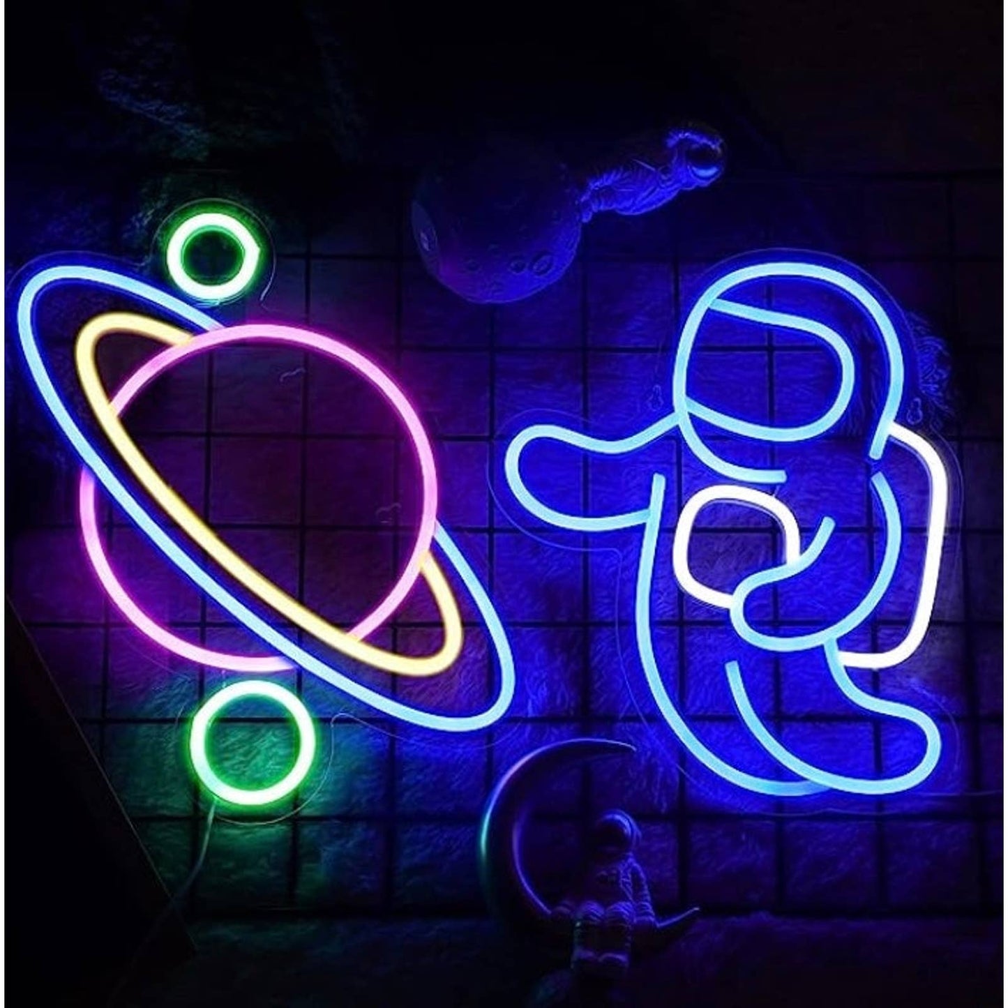 Lovely Bright Rainbow Planet / Astronaut Bundle LED Night Light Room Wall Decora