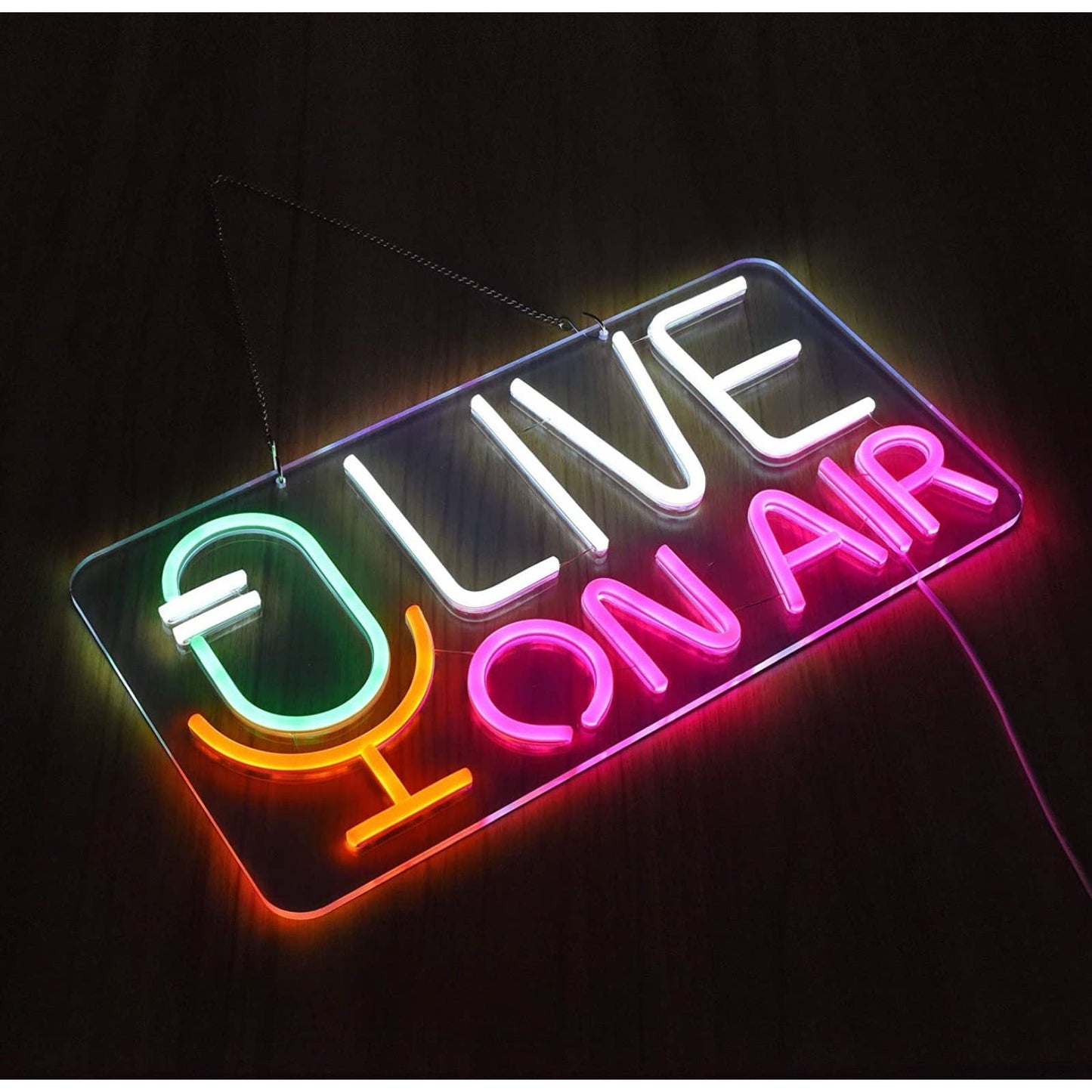 Bright Pink / White LIVE On Air Microphone Studio Radio LED Night Light Decor