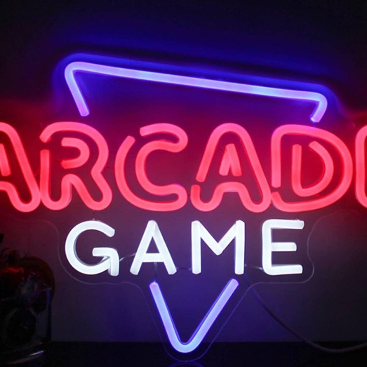 Vivid Fun Bright Triangle Arcade Game LED Night Light Room Wall Sign