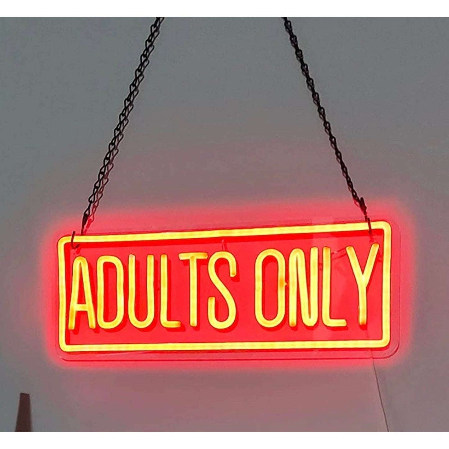 Bright Red Adults Only LED Night Light Sign Room Wall Decoration