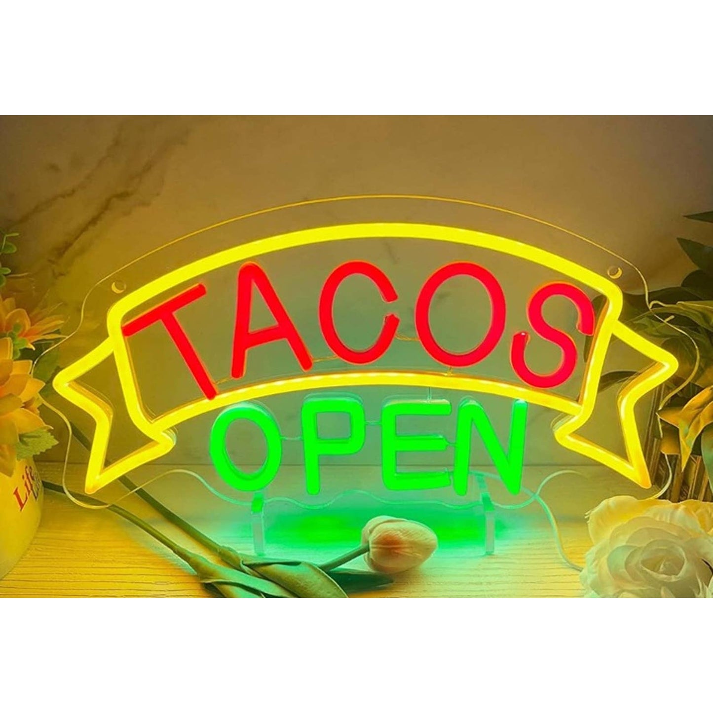 Vivid Fun Bright “Tacos Open” LED Night Light Mexican Restaurant
