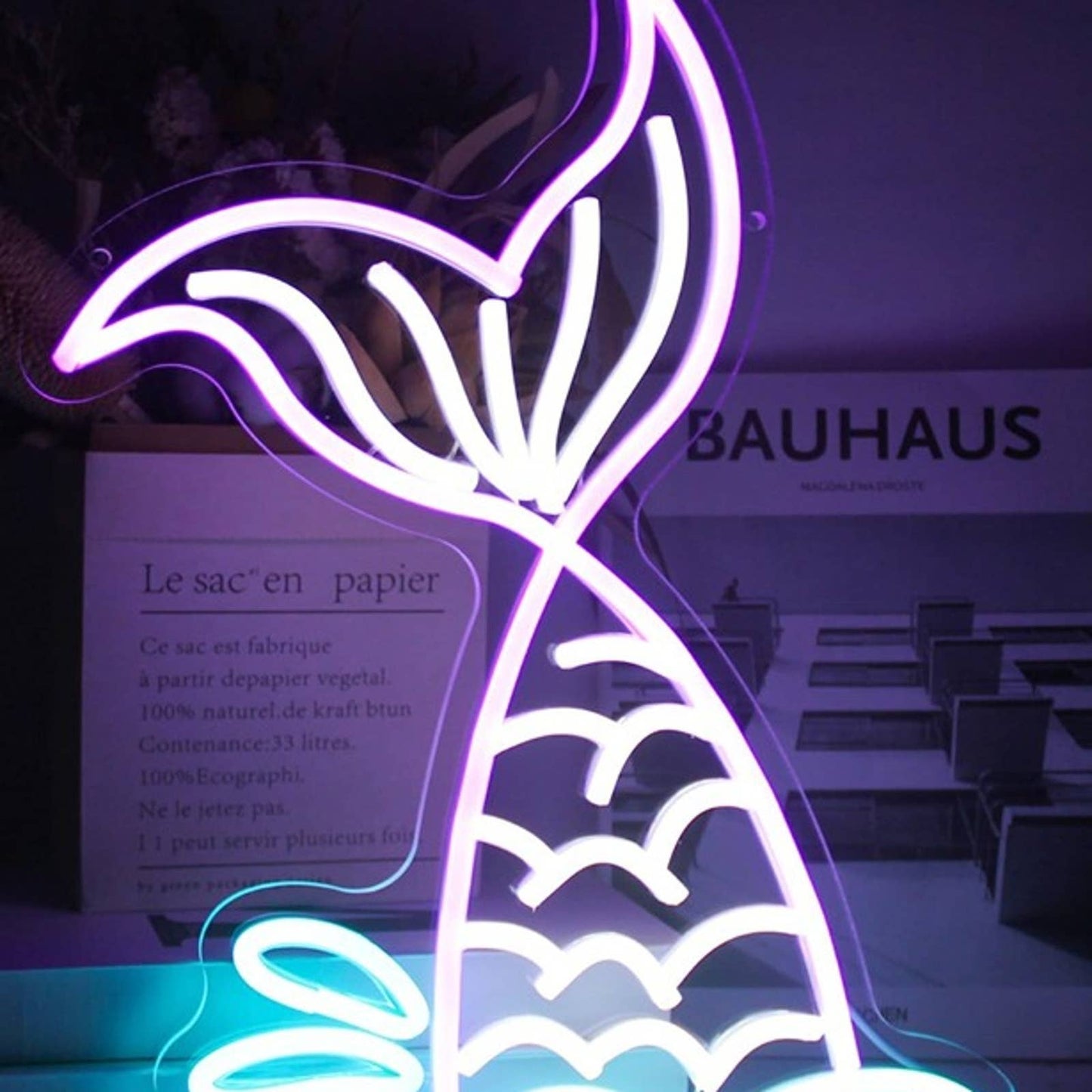 Fun Vivid Bright Splashing Mermaid Tail LED Night Light Room Wall Decor