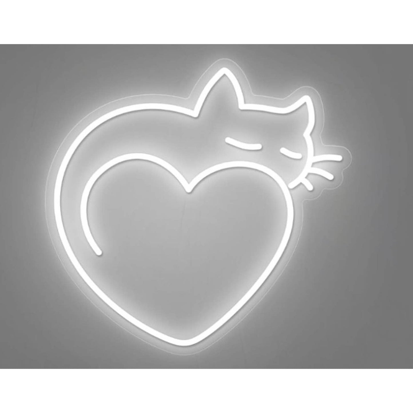 Vivid Bright White Kitty Cat Love Heart LED Night Light Room Wall Decor