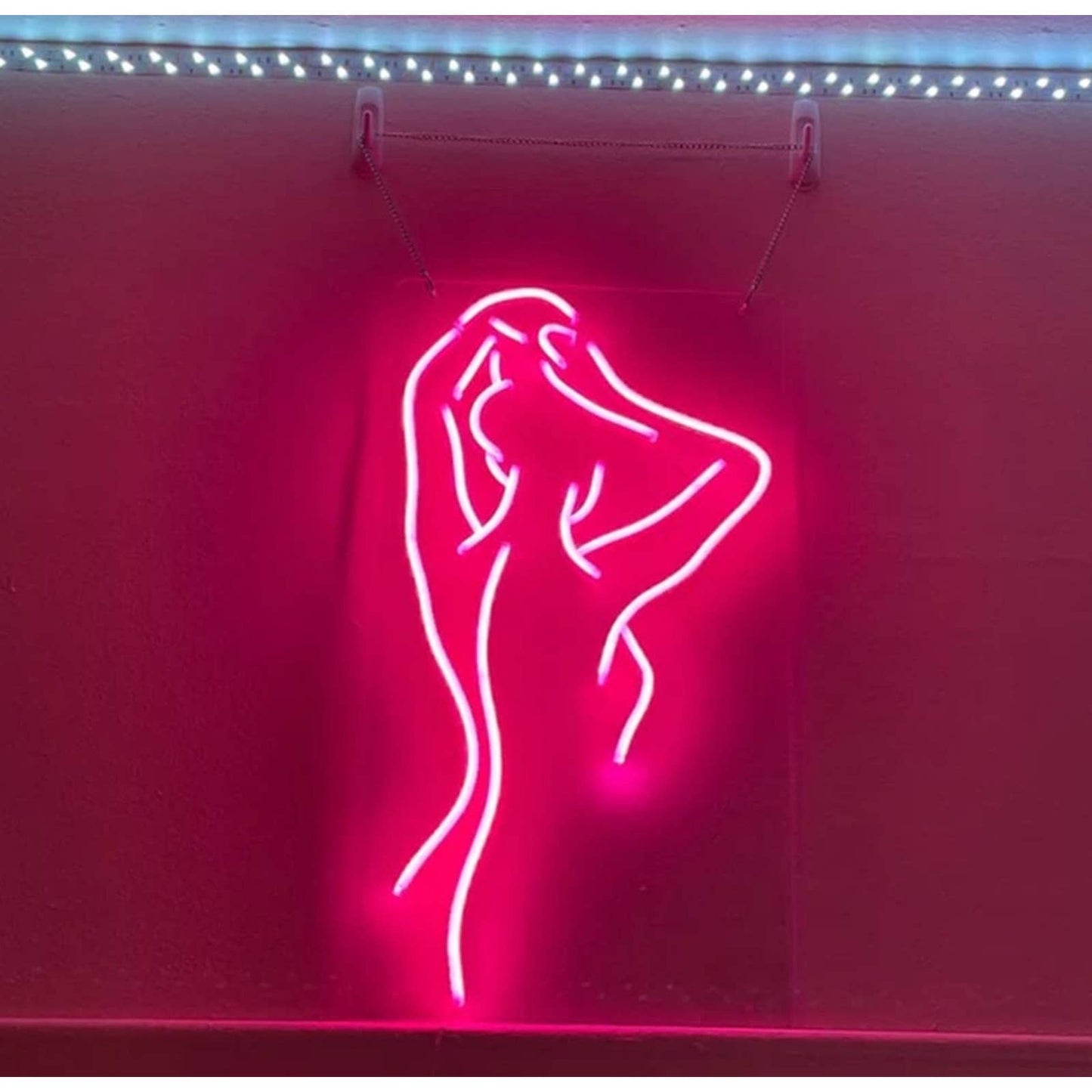 Lovely Bright Pink Lady Back LED Night Light Sign Room Wall Art Decoration