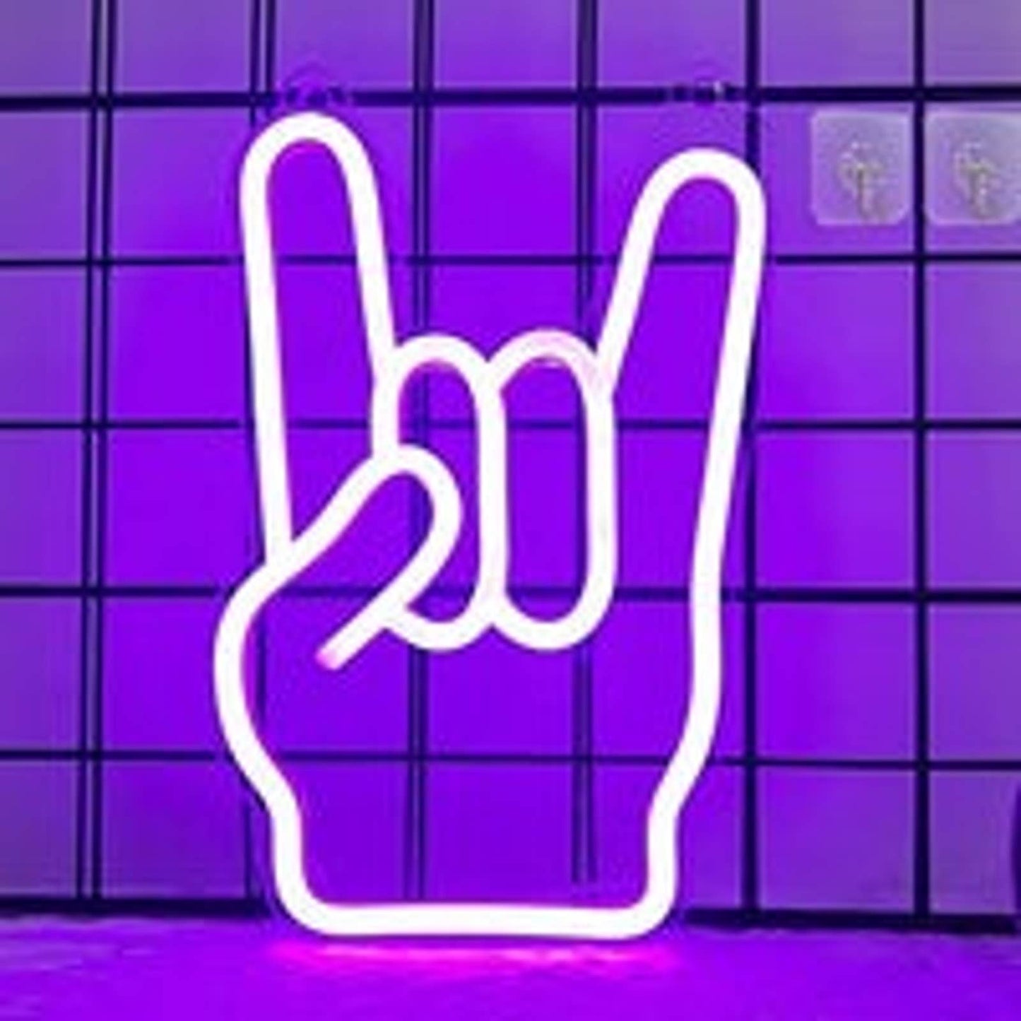 Fun Bright Purple Rock Hands LED Night Light Room Wall Decoration