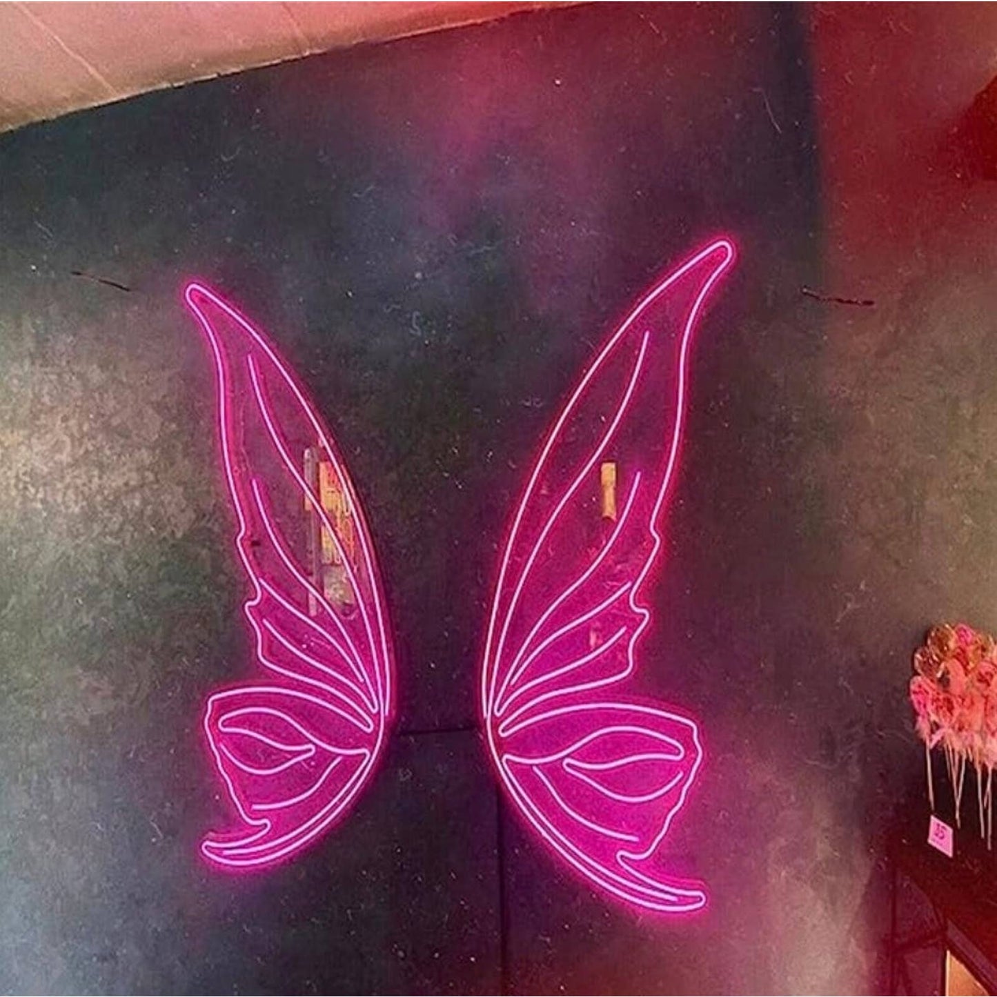 Gorgeous Pink Fairy Butterfly Wings LED Night Light Room Wall Decoration