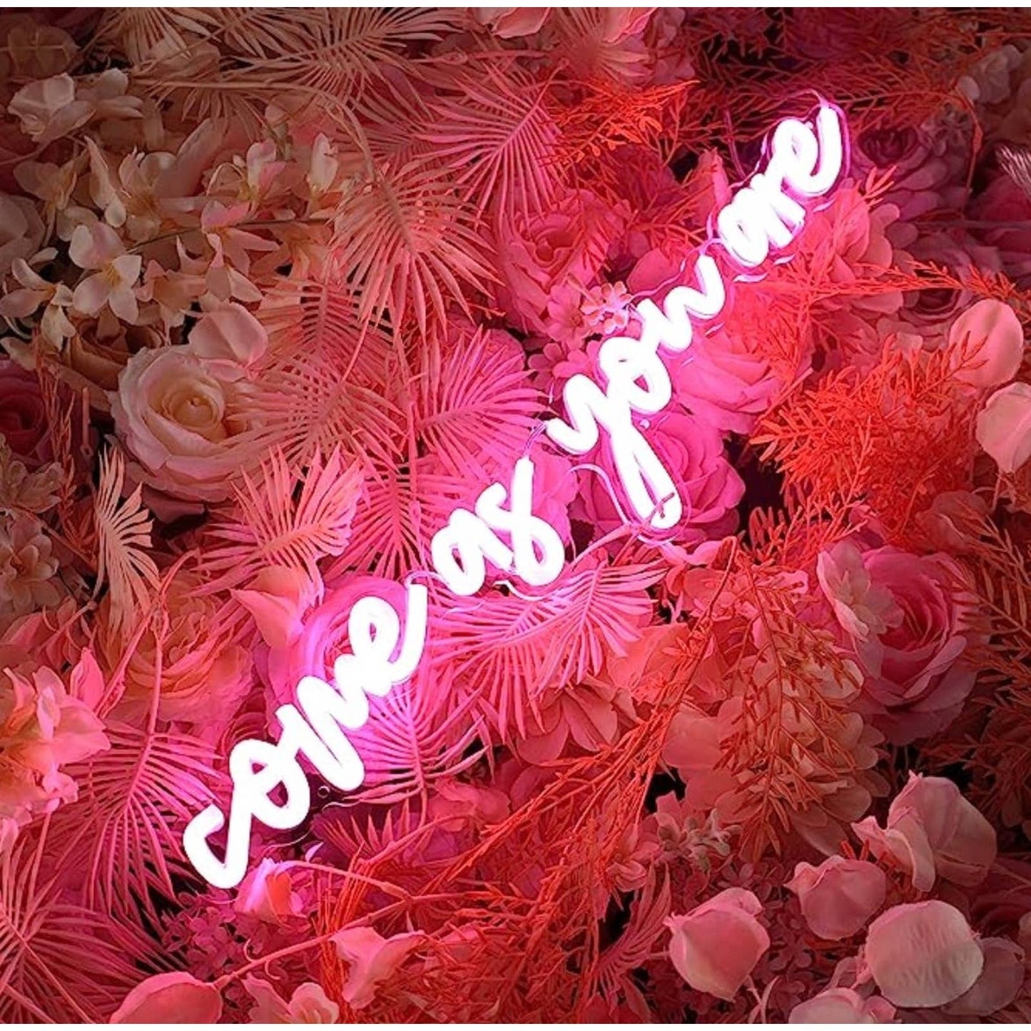 Lovely Bright Pink “Come As You Are” LED Night Light Room Wall Decoration