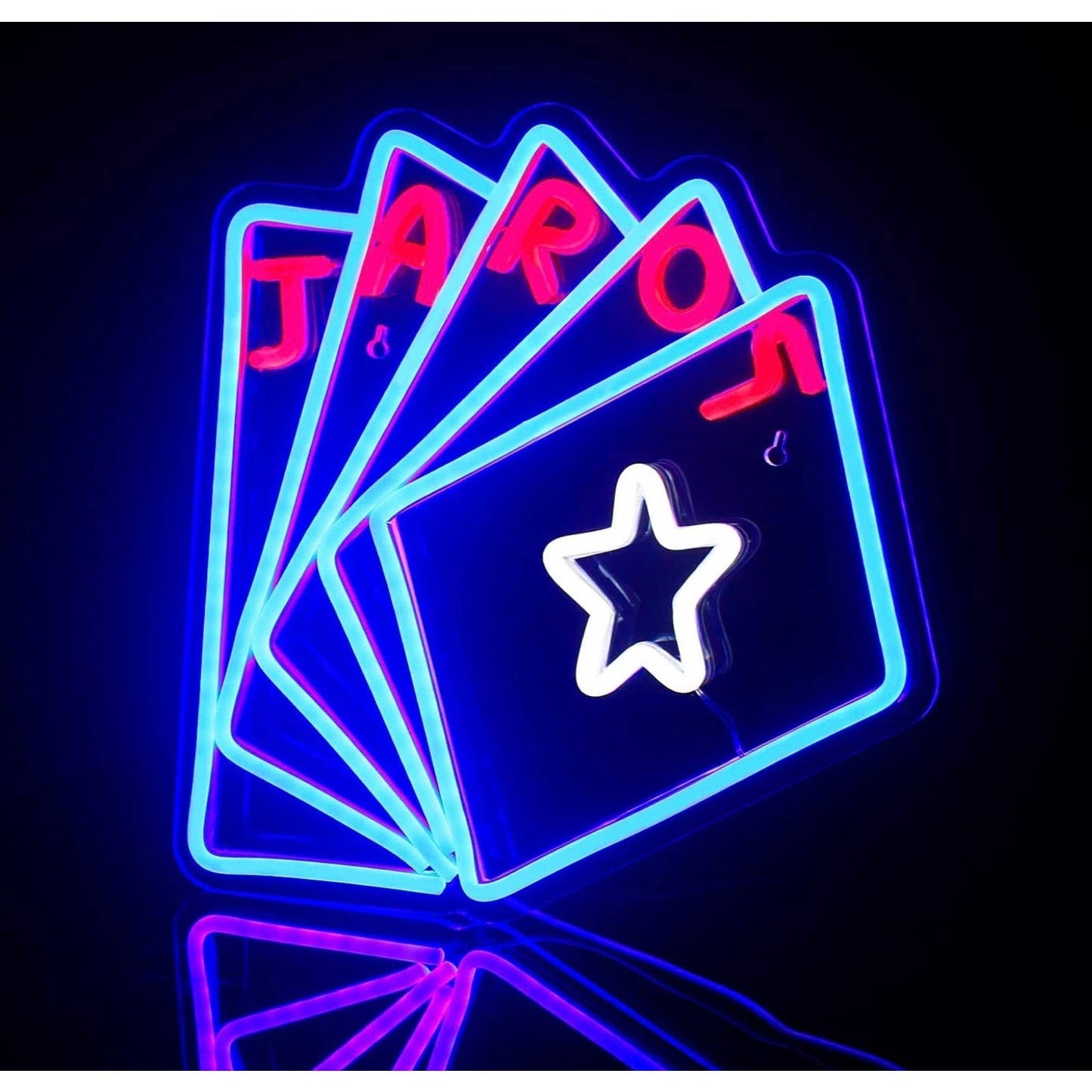 Lovely Bright Blue Poker Cards LED Night Light Game Room Casino Wall Decor