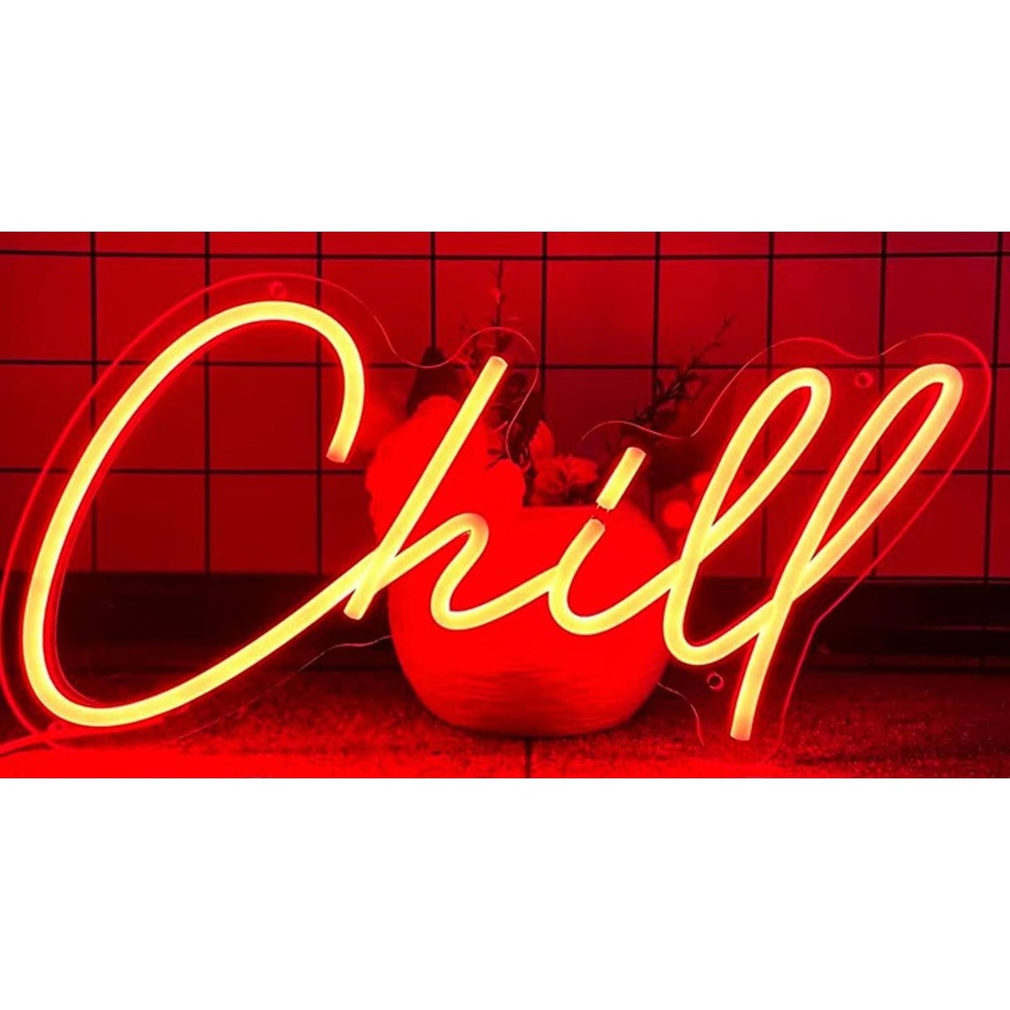Vivid Bright Red “Chill” LED Night Light Room Wall Decoration