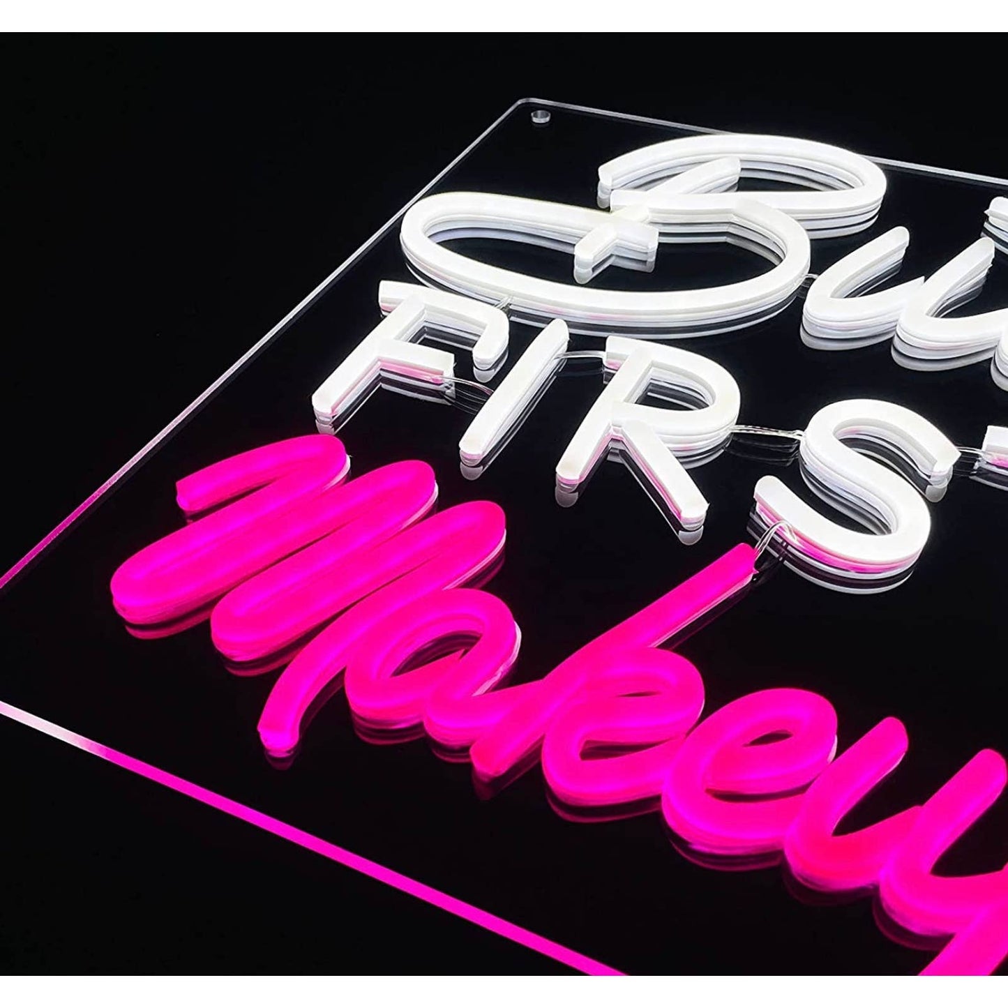 Fun Bright “But First, Makeup” LED Night Light Spa Room Wall Decoration
