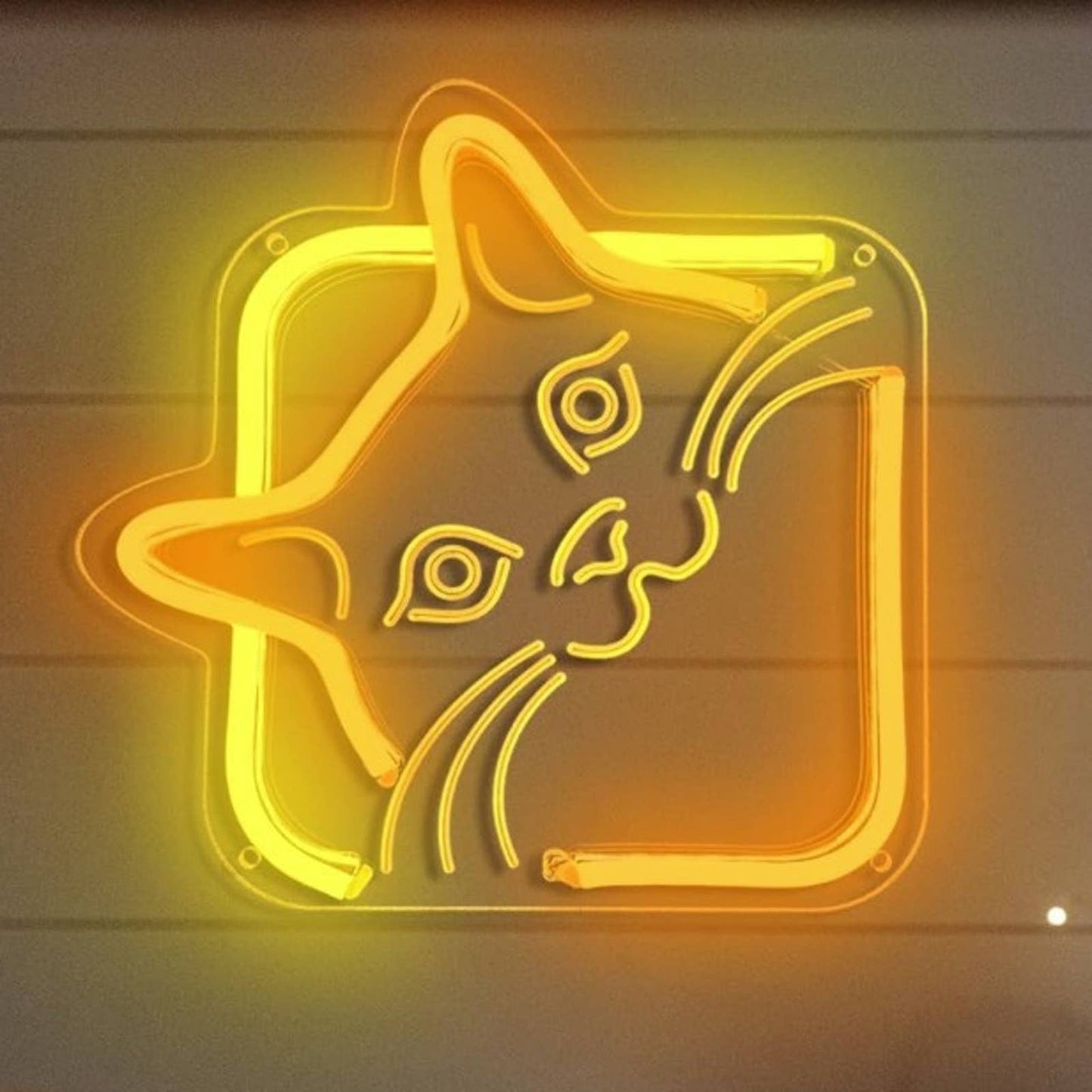 Cute Vivid Bright Warm Yellow Kitty Cat in Box LED Night Light Room Wall Decor