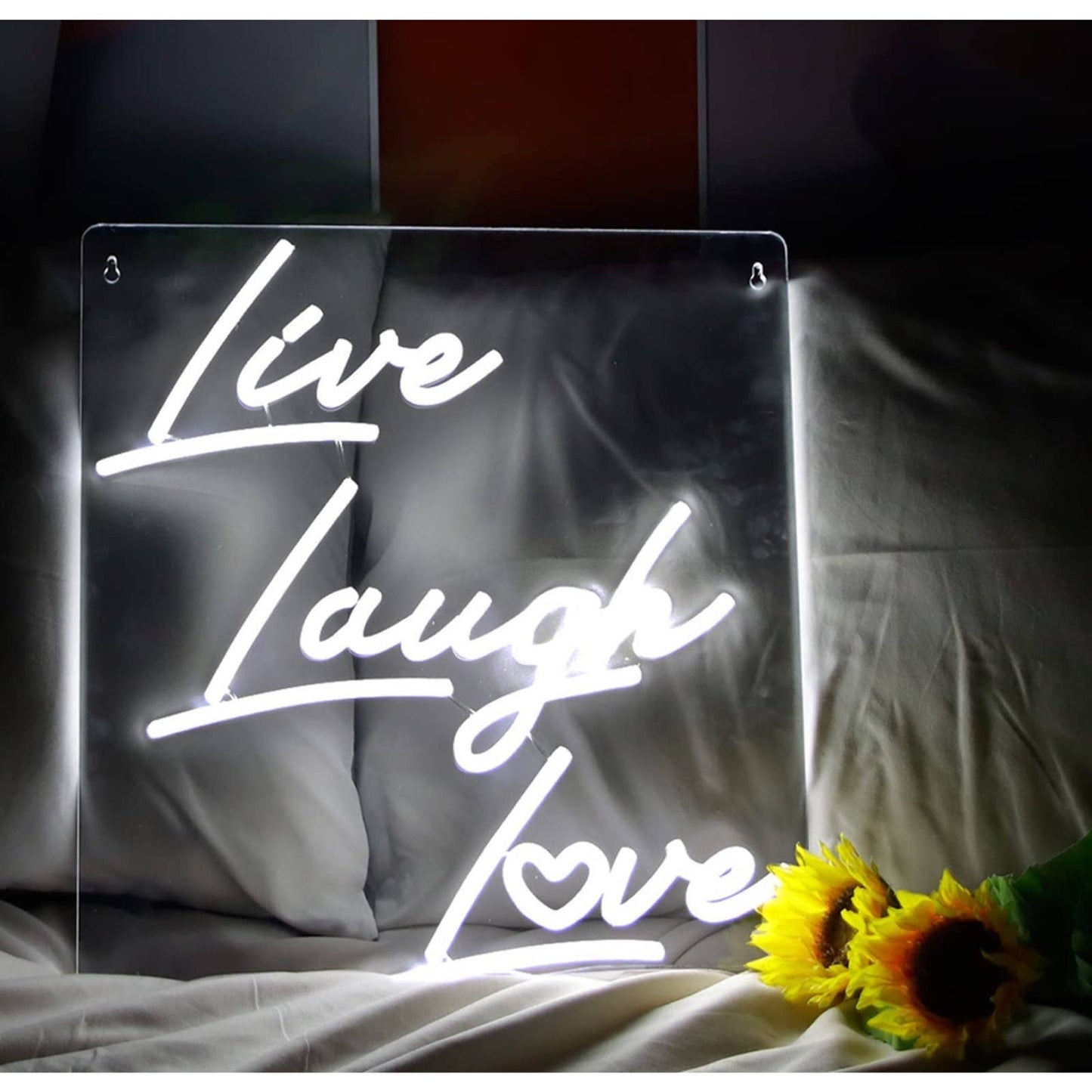 Lovely Simple Cool Bright White Live Laugh Love LED Night Light Sign Room Decor