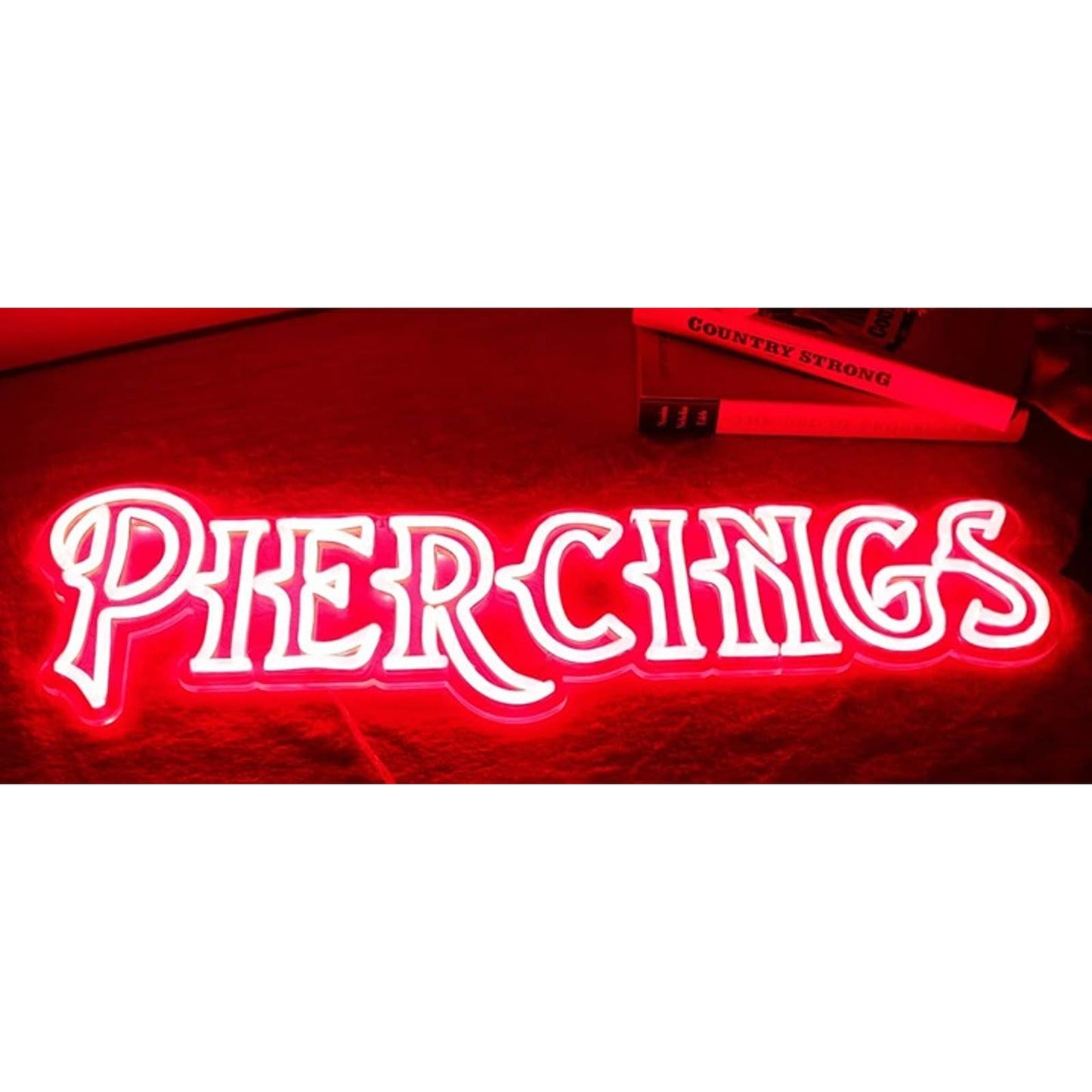 Large Vivid Bright Red Piercings LED Night Light Shop Store Wall Sign