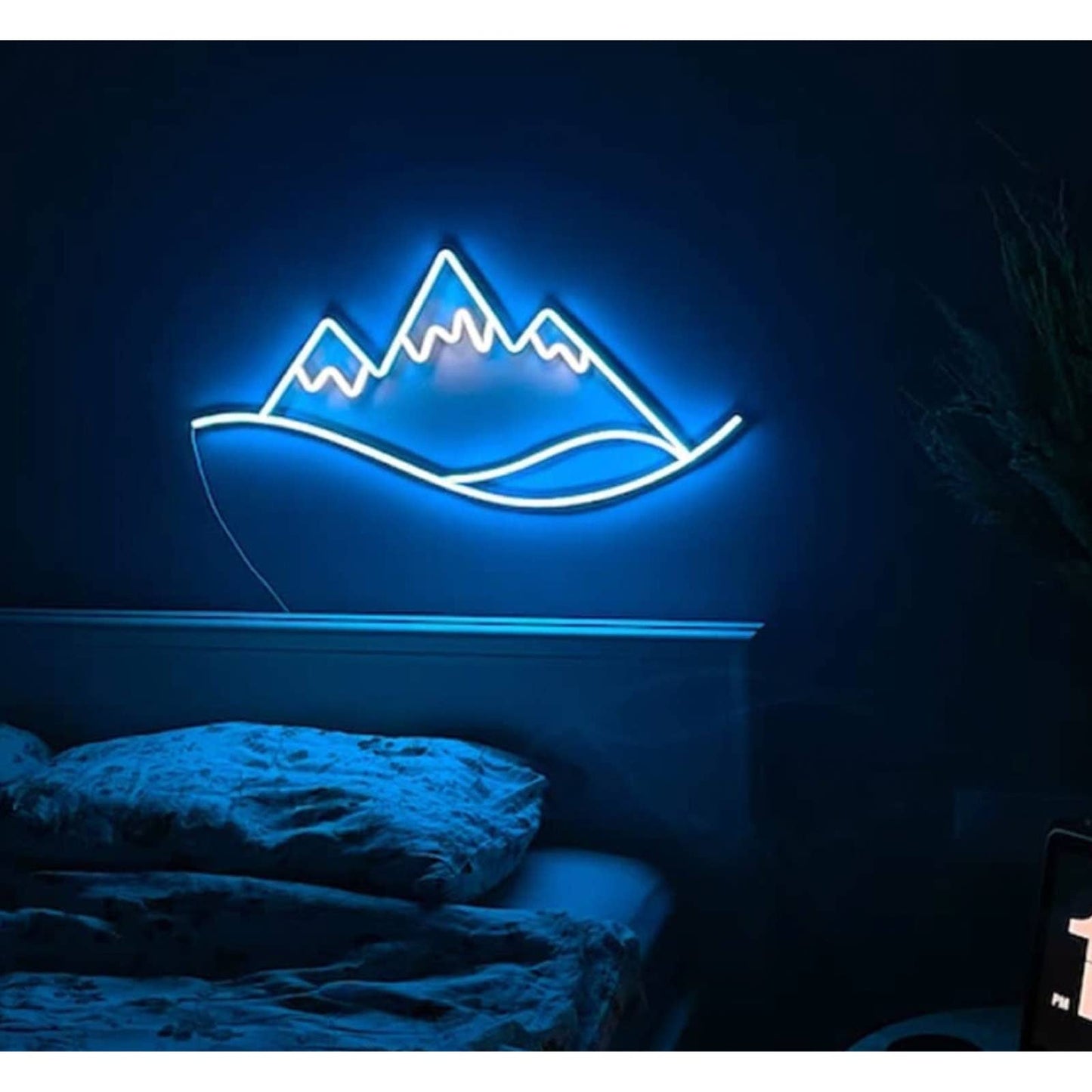 Lovely Blue Ice Top Mountain LED Night Light Room Wall Art Decor