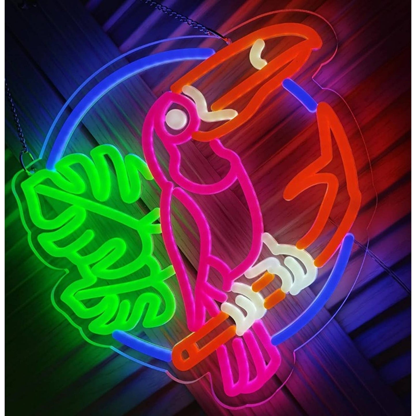 Lovely Bright Colorful Pink Tropical Toucan LED Night Light Room Wall Decor
