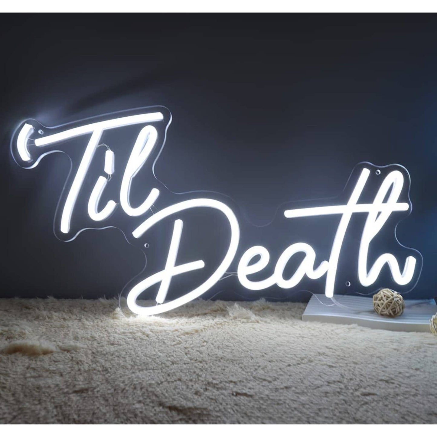 Lovely Bright Cool White “Til’ Death” LED Night Light Marriage Room Wall Decorat