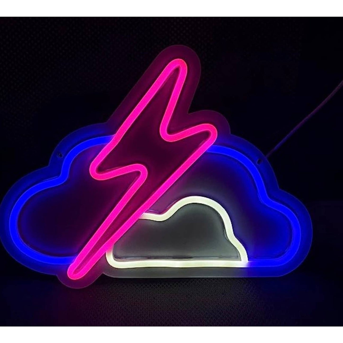 Lovely Bright Blue Cloud White Cloud Pink Lightning Bolt LED Night Light Room Wa