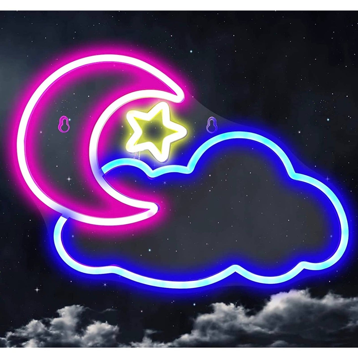 Cute Vivid Colorful Moon Star Cloud LED Night Light Room Wall Decoration