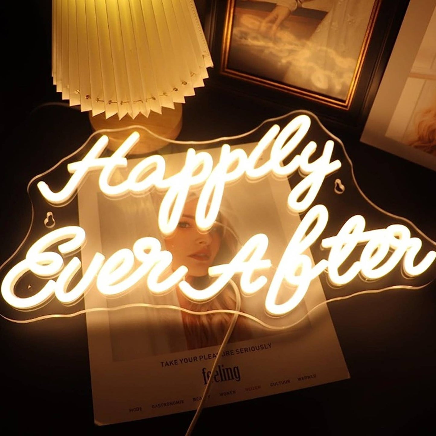 Vivid Warm Bright “Happily Ever After” LED Night Light Wedding Celebration Decor